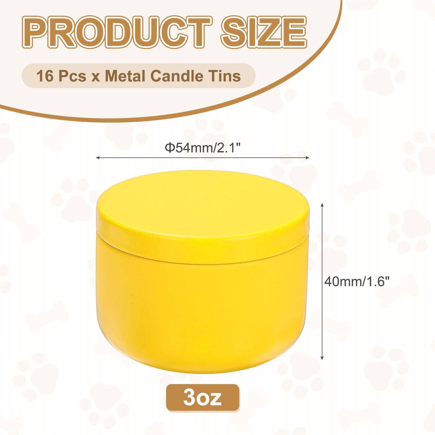 MECCANIXITY 3oz Candle Tins, 16pcs Metal Candle Tins Jars with Lids Round Empty Tin Can Containers Bulk for Storage Tea and Making DIY Arts Crafts Christmas Gifts, Yellow