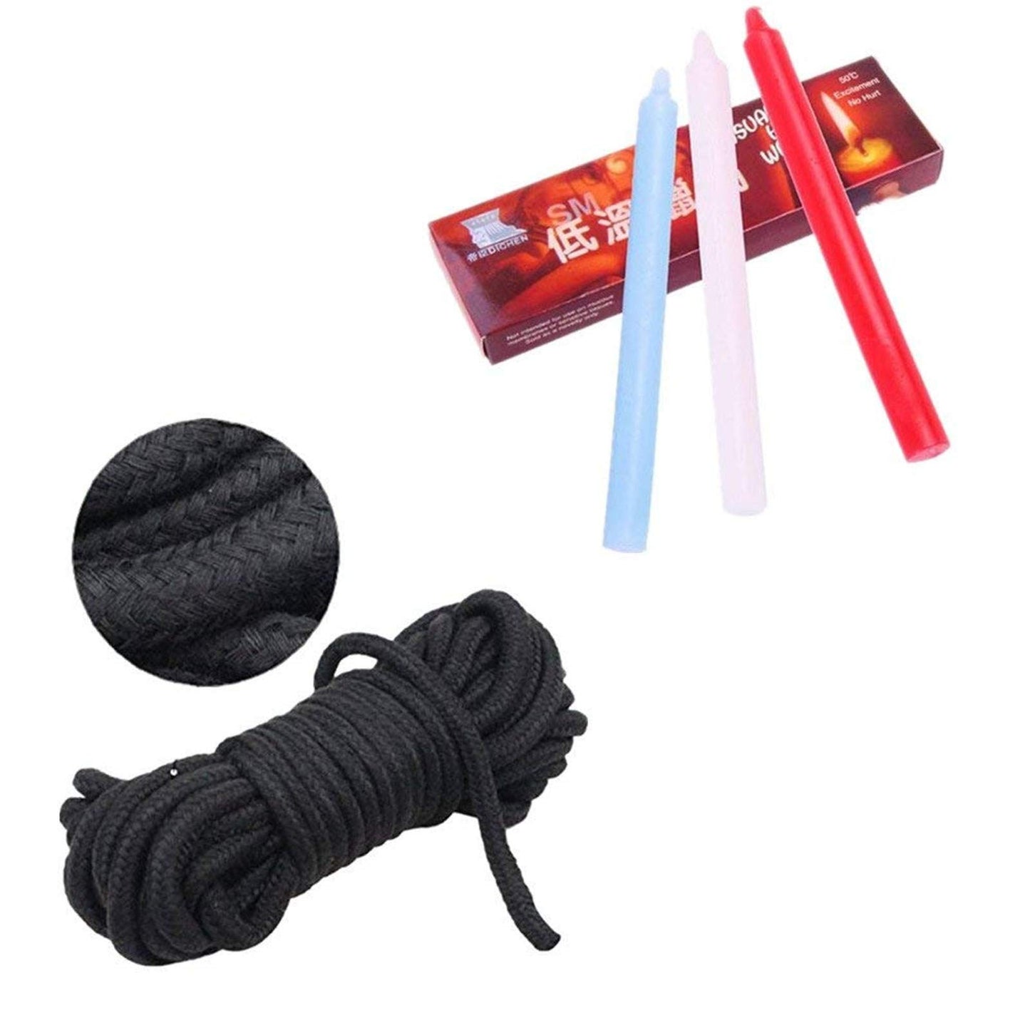 JIAHAO 3 PCS Low Temperature Candles Romantic Candles for Couples+Soft Long Cotton Rope 1Pack