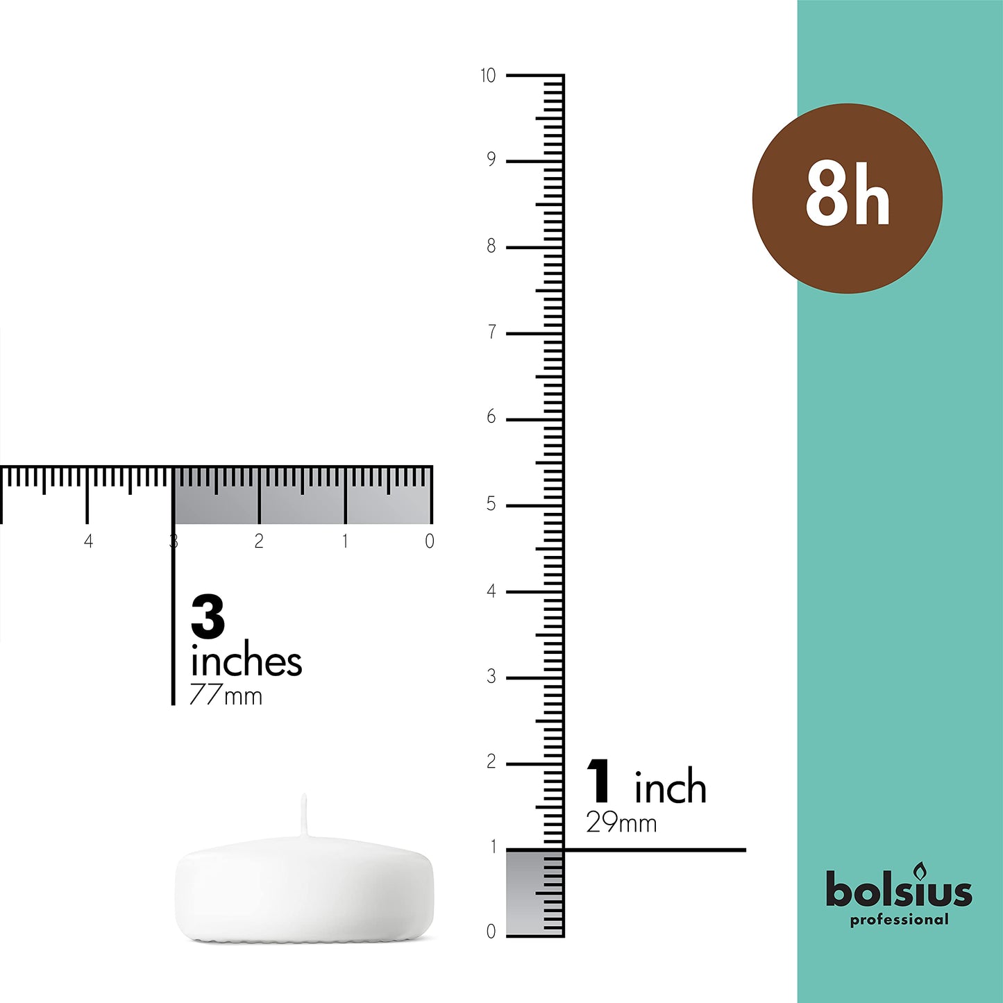 BOLSIUS White Floating Candles 3 Inch - Set Of 12 Maxi Candles - 8 Hour Clean Burning - Palm Oil Free - 0% Animal Fat - Premium European Quality