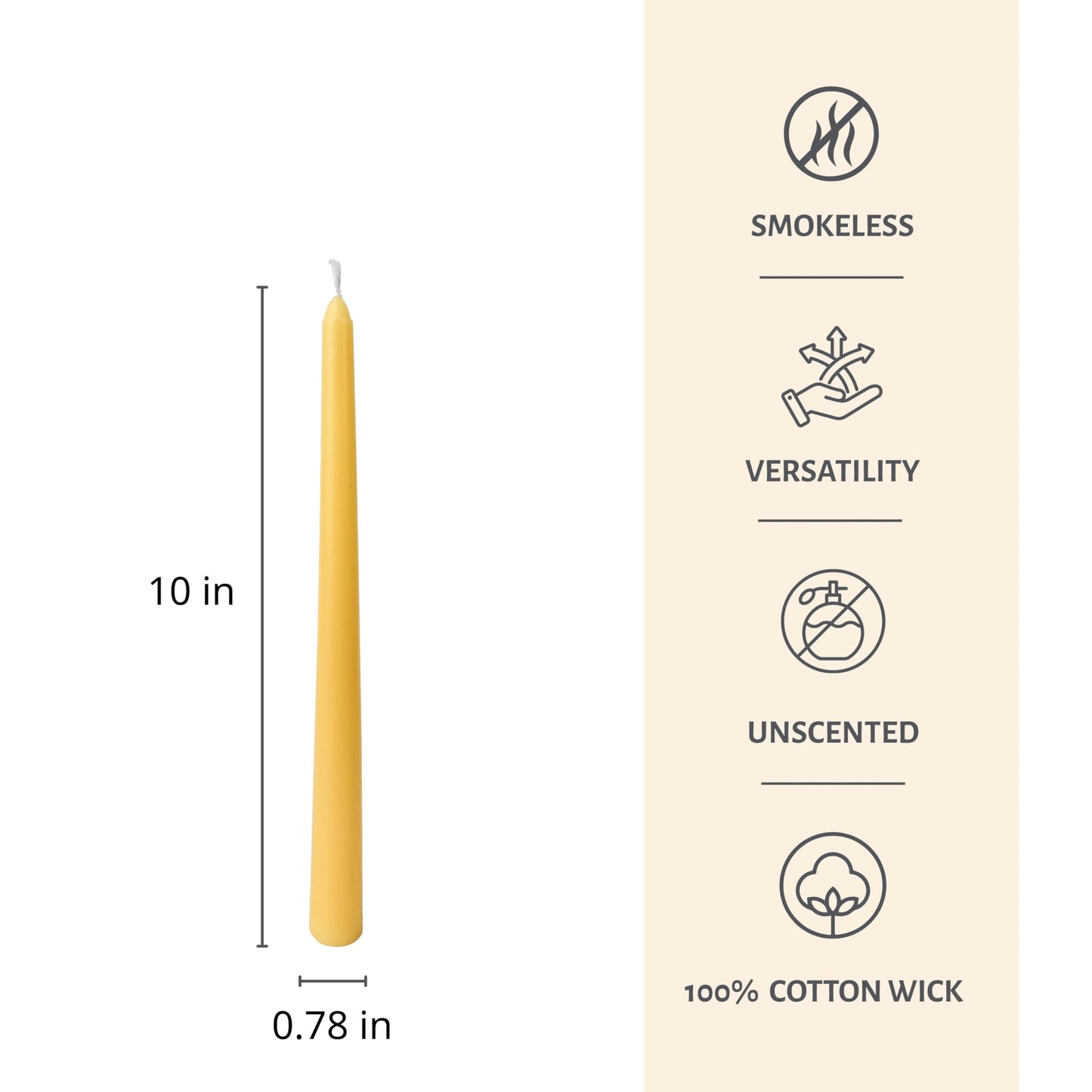 Taper Candles 10 Inch 12 Pack Light Yellow – CW Studio Unscented Dripless Smokeless Candlesticks, 7-8 Hour Clean Burn – Elegant Dinner Table Centerpiece for Wedding, Holiday Decor & Romantic Dinners
