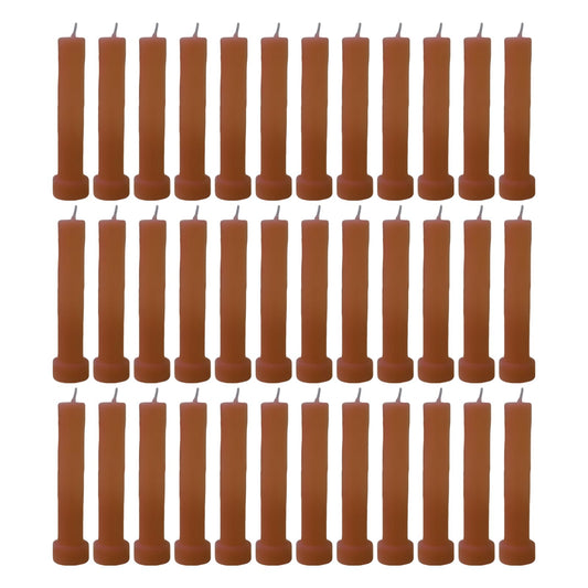 Hecate Magic Mall Taper Candles 4.5 Inch Tall | Unscented, Dripless | Vibrant Multicolor Dinner Candles for Home Décor, Events, Holidays, Weddings | Clean Burning | Smokeless (36, Brown)