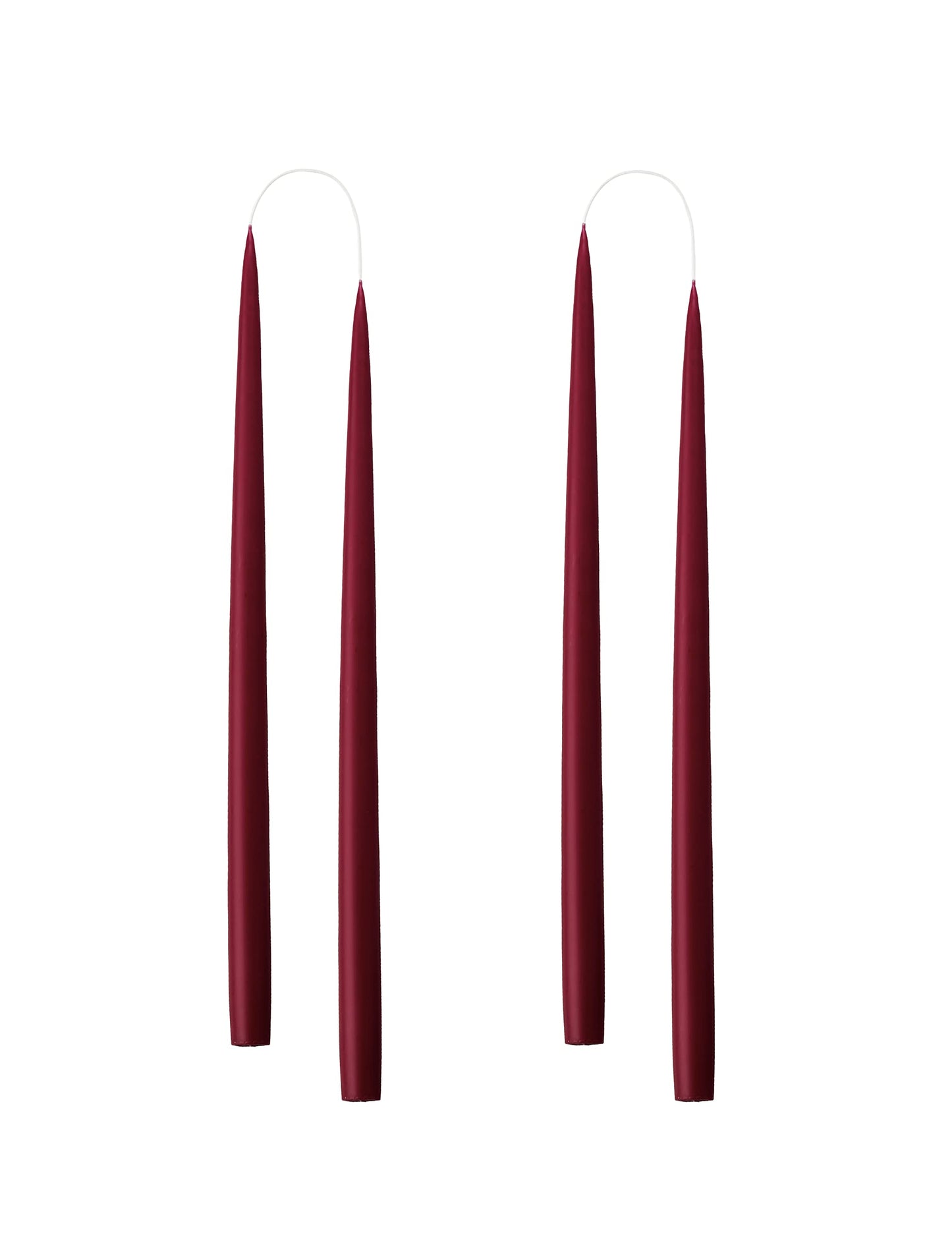 Kunstindustrien® Taper Candles, Set of 4, 13.8" – Made in Denmark, Long Burning Candles 15h, Unscented & Smokeless Candlesticks, Elegant Tall Candles for Weddings Dinners & Home Decor (Light Bordeaux)