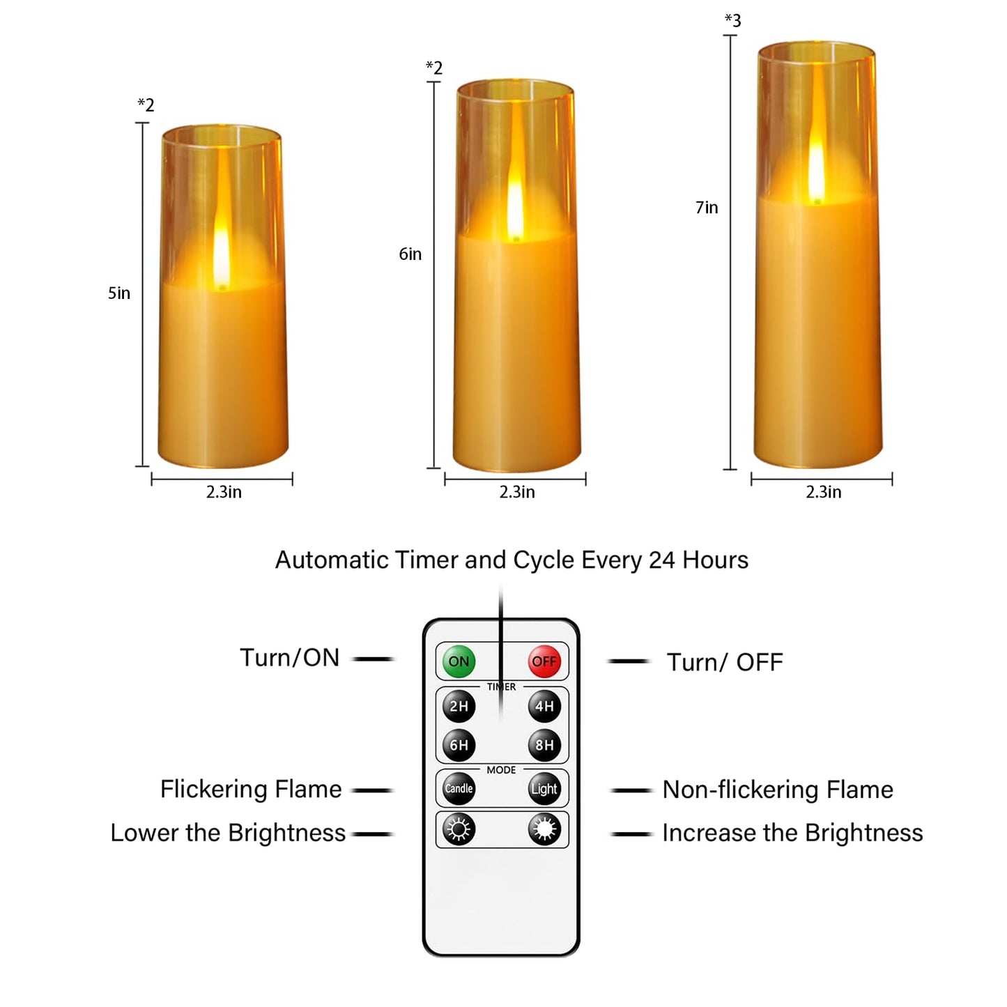 kakoya Flameless LED Candles Upgraded Realistic Flickering Flame,7Pcs Battery Operated Candles with Remote Timers,LED Pillar Candles for Home Decor,Christmas,and Parties（Gold）