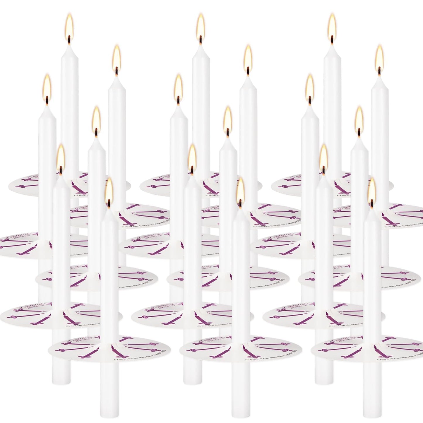 200 Church Candles with Drip Protectors for Devotional Candlelight Vigil Service, Box of 200 Candles,5" H X 1/2" D, No Smoke,Unscented White.