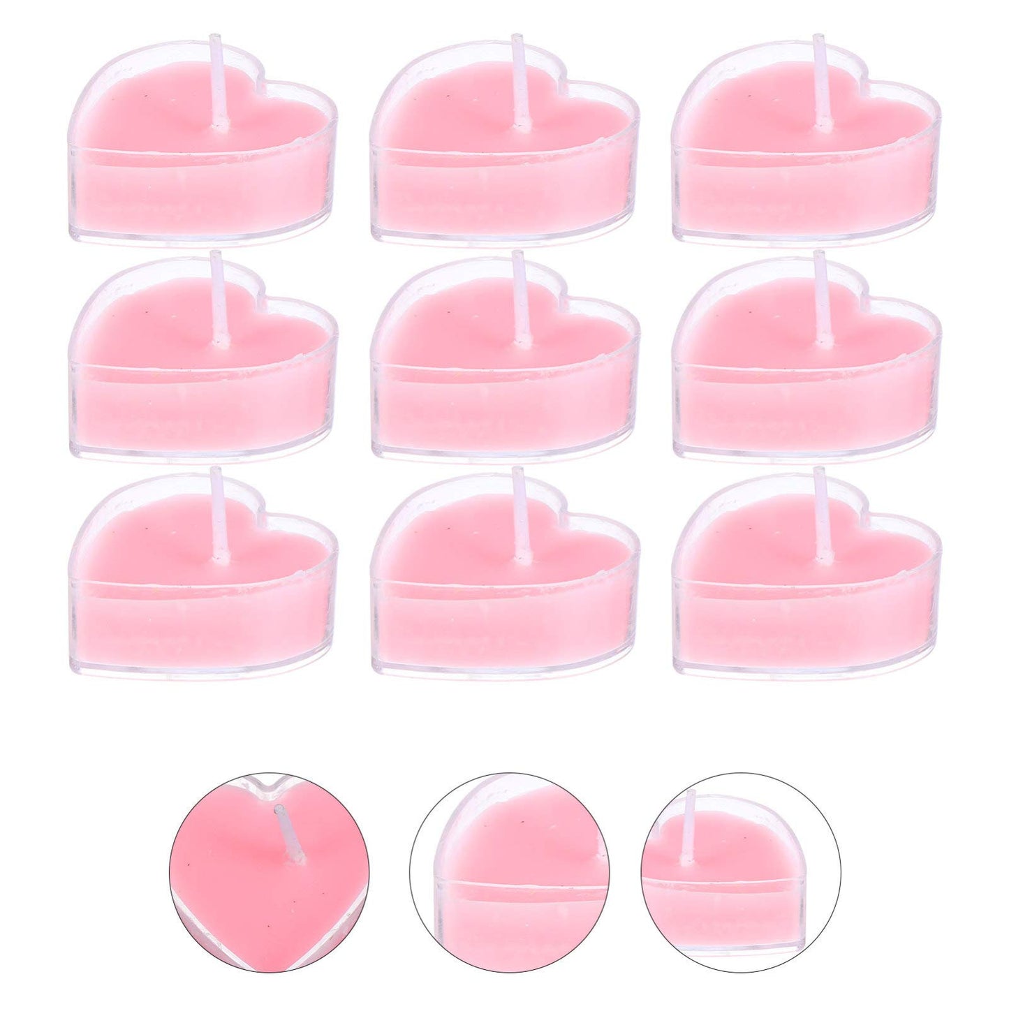 BUTIFULSIC 9Pcs Heart Shape Scented Candles Smokeless Tea Light Paraffin Wax with Fresh Rose Soft Flicker Glow for Wedding Valentines Day Home Party Decoration