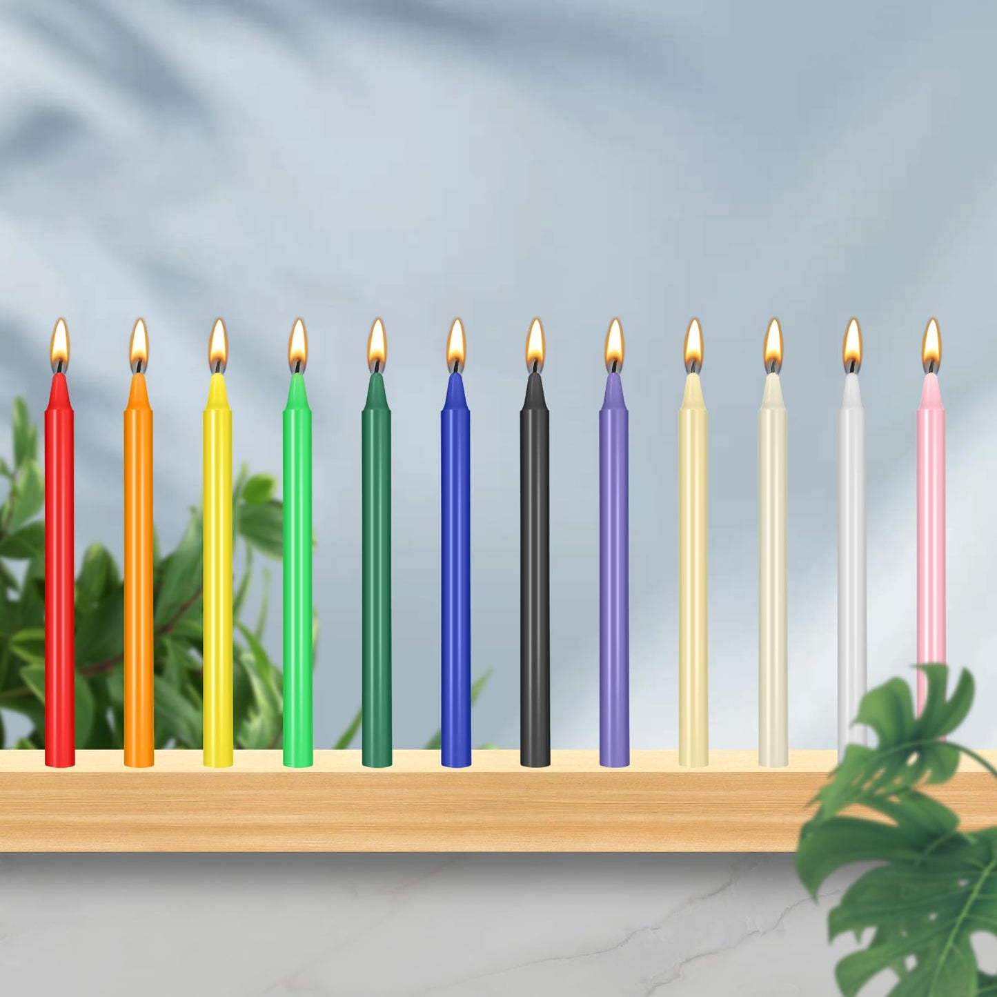 Likejarcand 24 pcs Colored Candle Chime,Spell Candles Unscented Colored Candles Mini Taper,16cm-6.5Inch Tall 0.4 Inch Diameter, Candle Holder Rituals, Prayer, Meditation (24, 16cm)