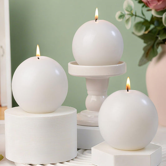 3 Inch Green Round Ball Candles,Elegant Round Pillar Candles,Hand-Poured Natural Soy Candles,26 H Long Burning Time-Dripless Smokeless Candle Dinner Table,for Wedding,Christmas Home Decor 4 Pack
