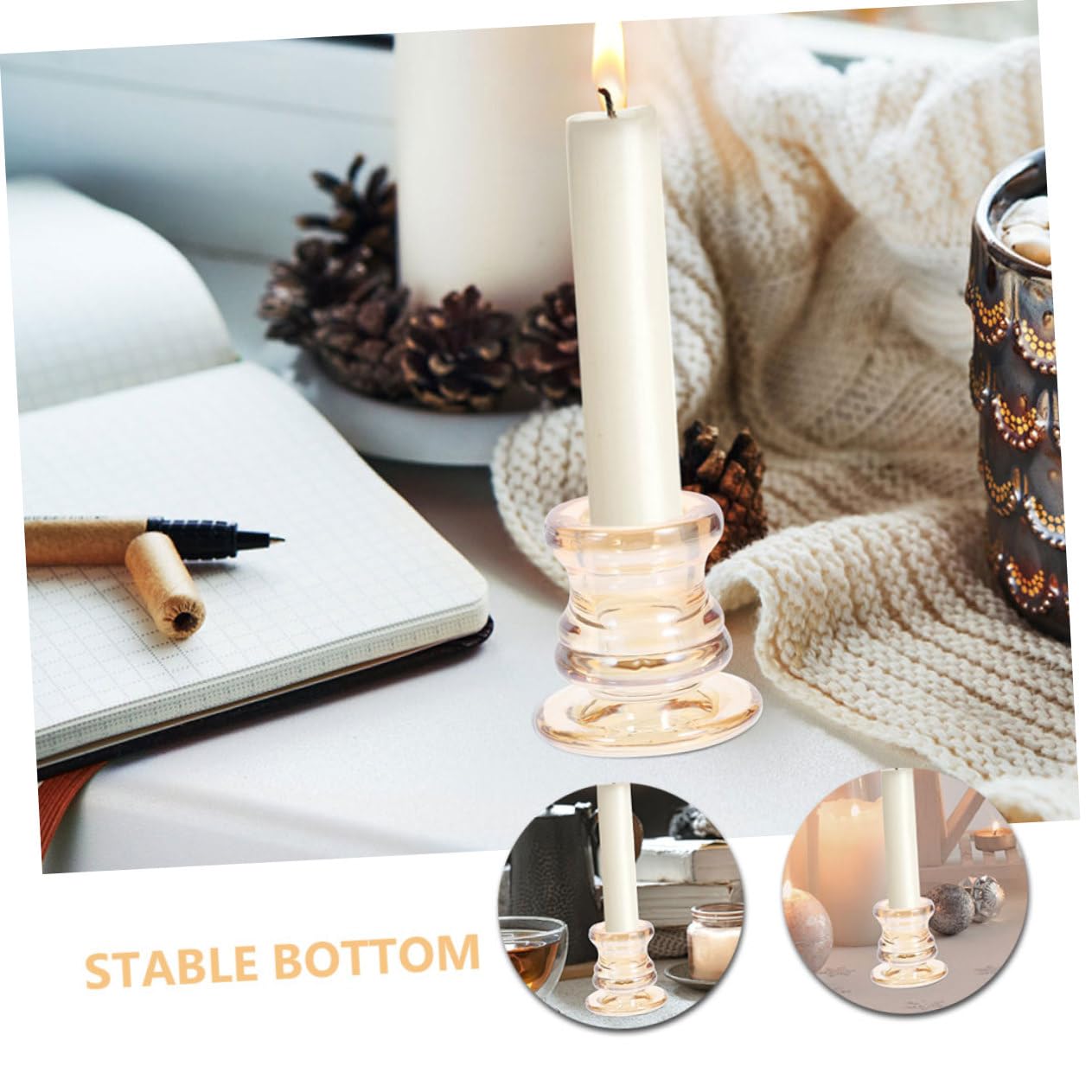 Amosfun 6pcs European Style Glass Tealight Candle Holders Elegant Centerpieces for Weddings Romantic Dinners Home Decor Stable Construction for Use