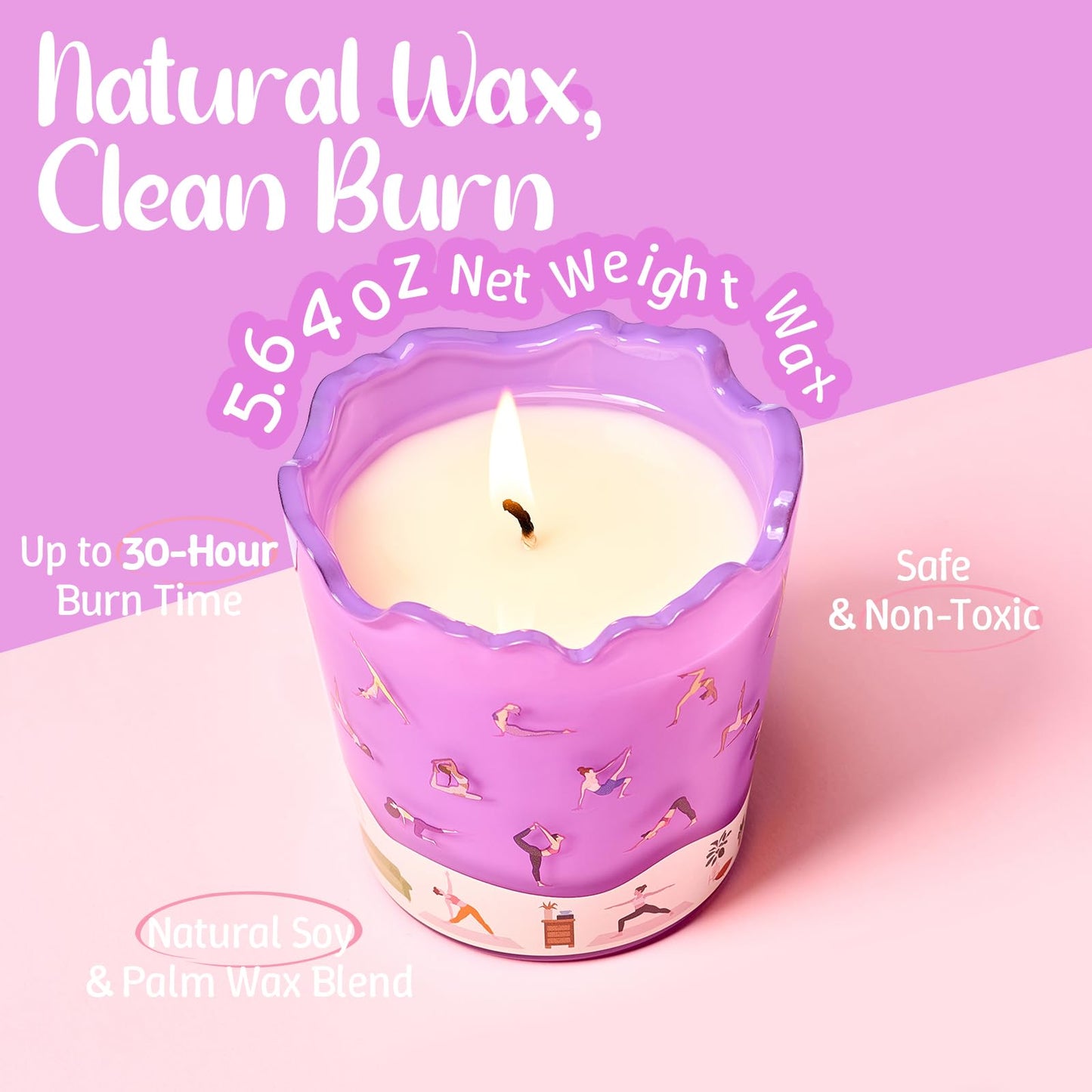 M&SENSE Lavender Citrus Scented Candles, 5.64 oz, Up to 30-Hour Burn, Aromatherapy Candle Gifts for Women for Bathroom Kitchen Office