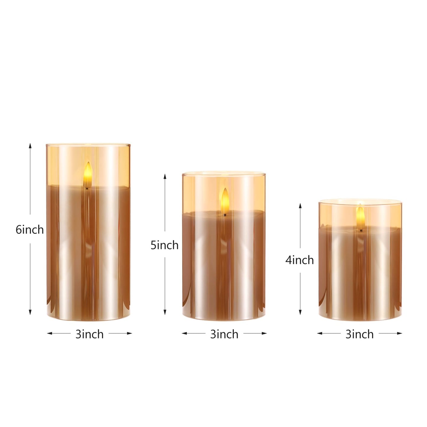 Flameless Candles, Battery Operated Candles LED Pillar Candles with Remote 10-Key Control and Timers for Indoor Home Fireplace Decor Wedding Festival Halloween Decorations, H 4" 5" 6", Set of 3