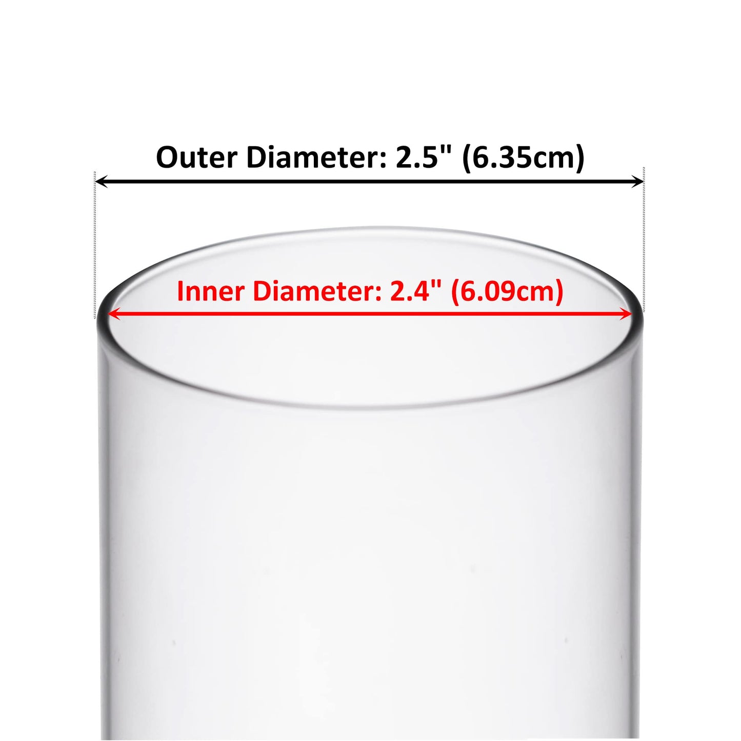 CYS EXCEL 6 PCS (H:14" D:2.5") Glass Hurricane Candleholder Tubes | Open-Ended Bottomless Cylinder, Chimney Tube for Taper Candles and Candlesticks