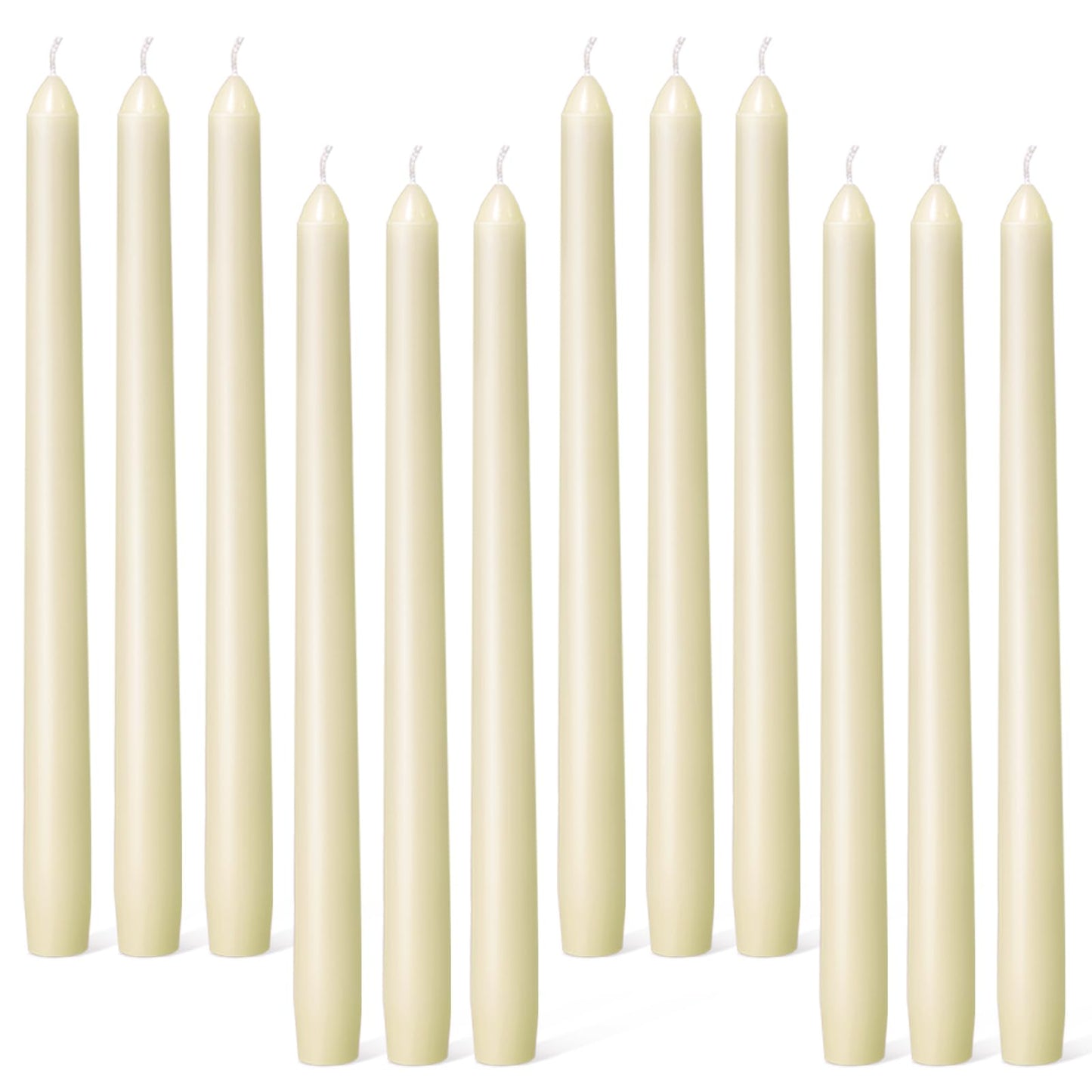 Everymoment Ivory Taper Candles - 12 Pack 10 Inch Candlesticks - Dripless & Smokeless Tapered Candle 8 Hours Unscented Cream Candle Sticks - Perfect for Wedding Holiday Dinner Party Home Decor