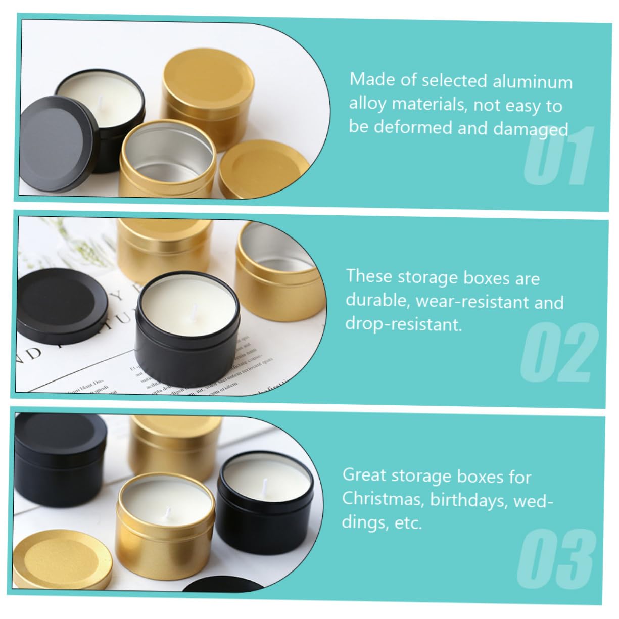 LALAFINA 4pcs Aluminum Candle Jars Containers for Scented Candles Tins for for and Giving