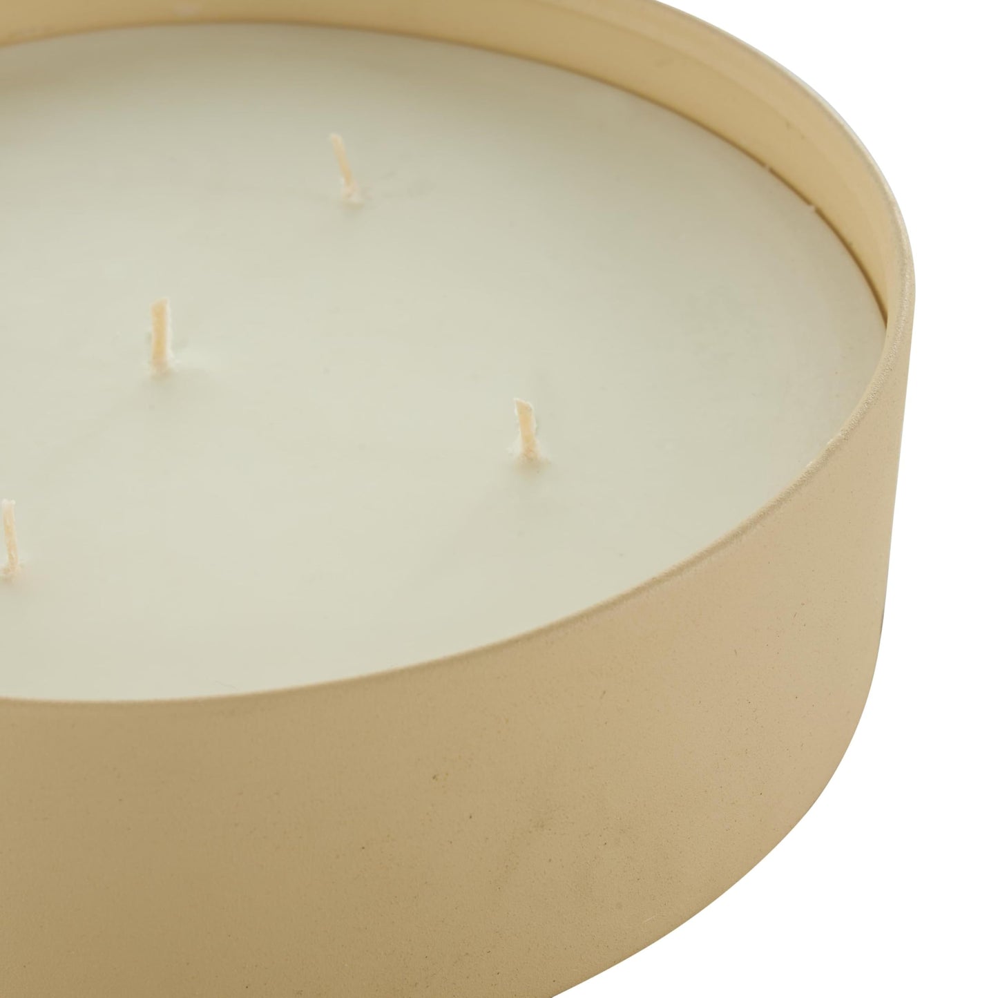 Deco 79 Metal Decorative Candle Juicy Black Cherries Scented Textured 59oz 5 Wick Aromatherapy Candle with White Wax, Wax Aromatherapy Candle 9" x 9" x 3", Beige