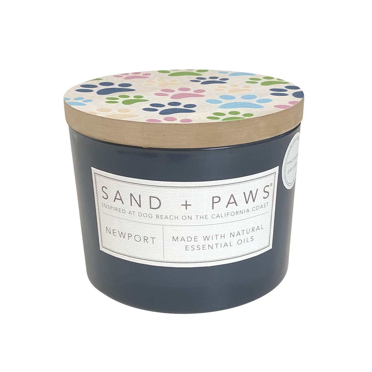 Sand + Paws Scented Candle - Newport - Additional Scents and Sizes –Luxurious Air Freshening Jar Candles Neutralize pet Odors and Enhance Home décor – 100% Cotton Lead-Free Wicks - 12 oz