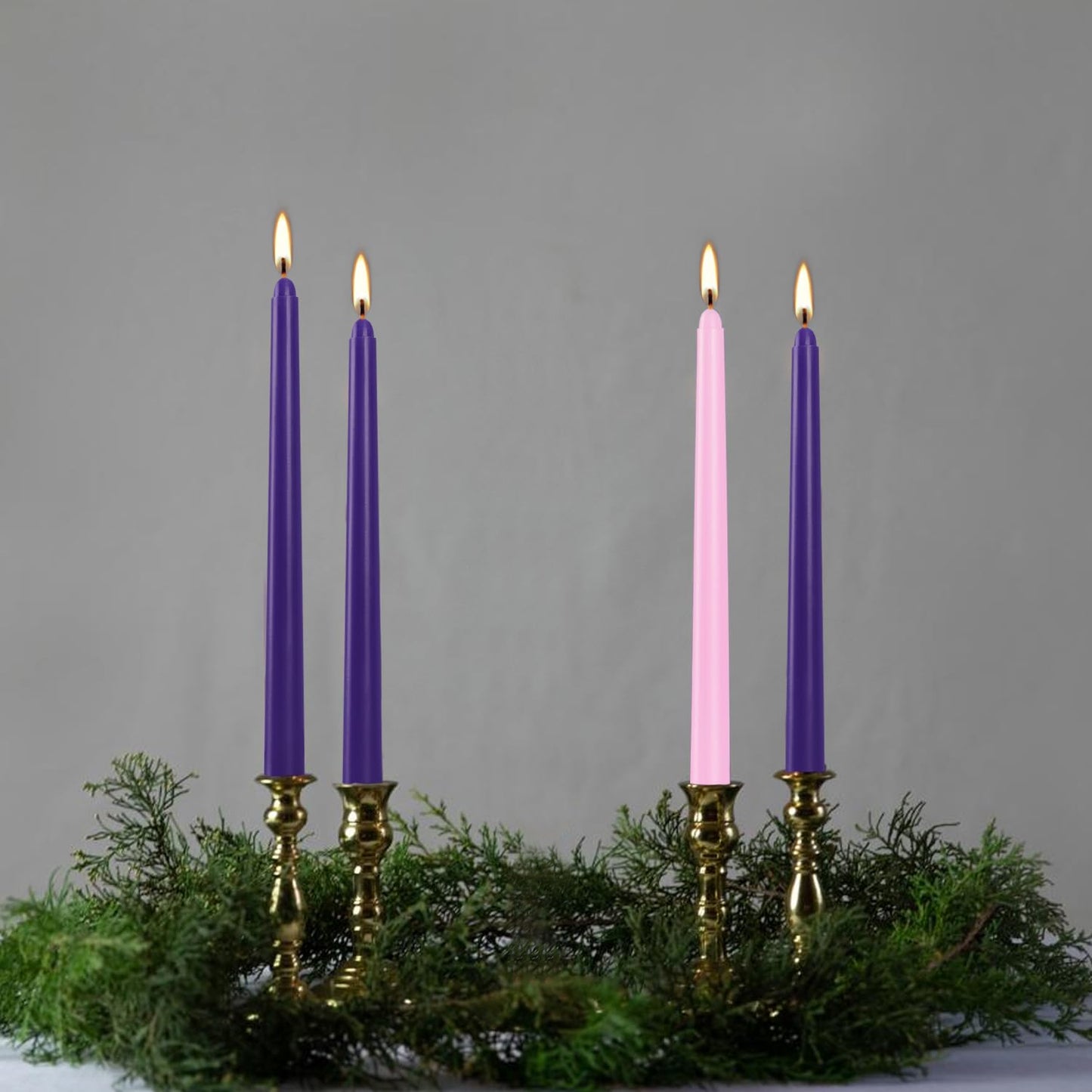 16pcs 10-inch Advent Taper Candles Unscented and Dripless for Christmas, Advent, Holidays, Church, Devotional, Celebration, Party (Purple, Pink)