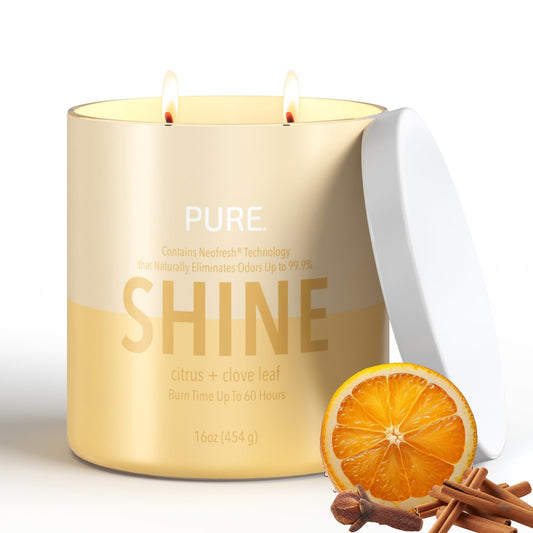 Candle-Lite Pure Citrus & Clove Leaf Odor Eliminating Scented Candles, Neofresh Technology Eliminates 99.9% of Odors, 16 oz 2-Wick Jar, Proudly Poured in The USA, Up to 60 Hours Burn Time