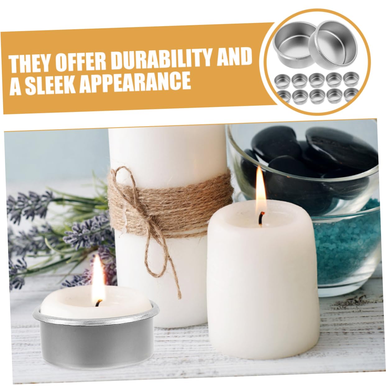 KONTONTY 15pcs Metal Tealight Holder Modern DIY Candle Making Tins for Home Decor Sturdy Containers for Aromatherapy and Fragrance Diffusion