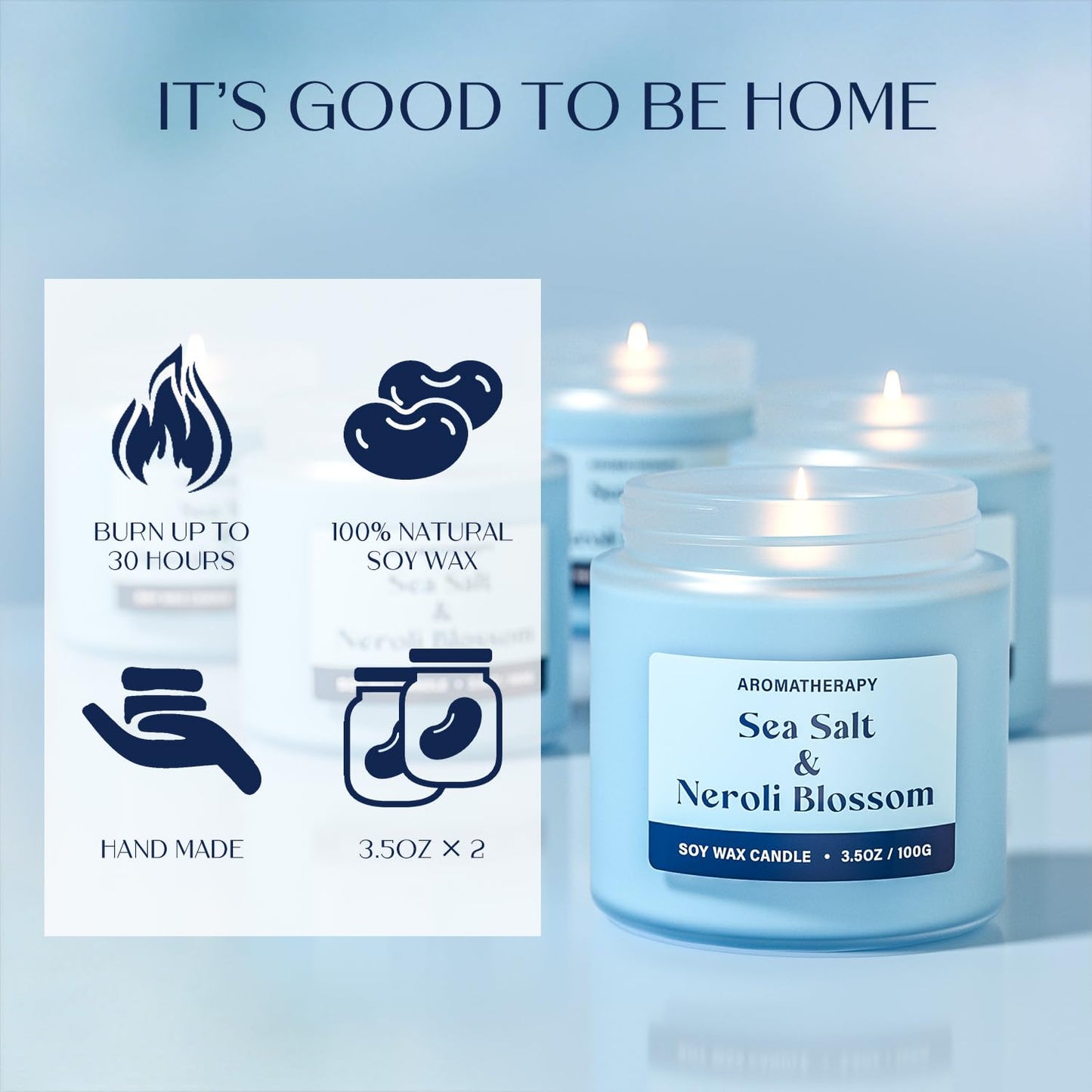 Waxcanpy Summer Scented Candles Gifts for Women, Soy Candle Gift Set, 2 Pack Fresh Summer Aromatherapy Candles for Relaxing & Home Decor