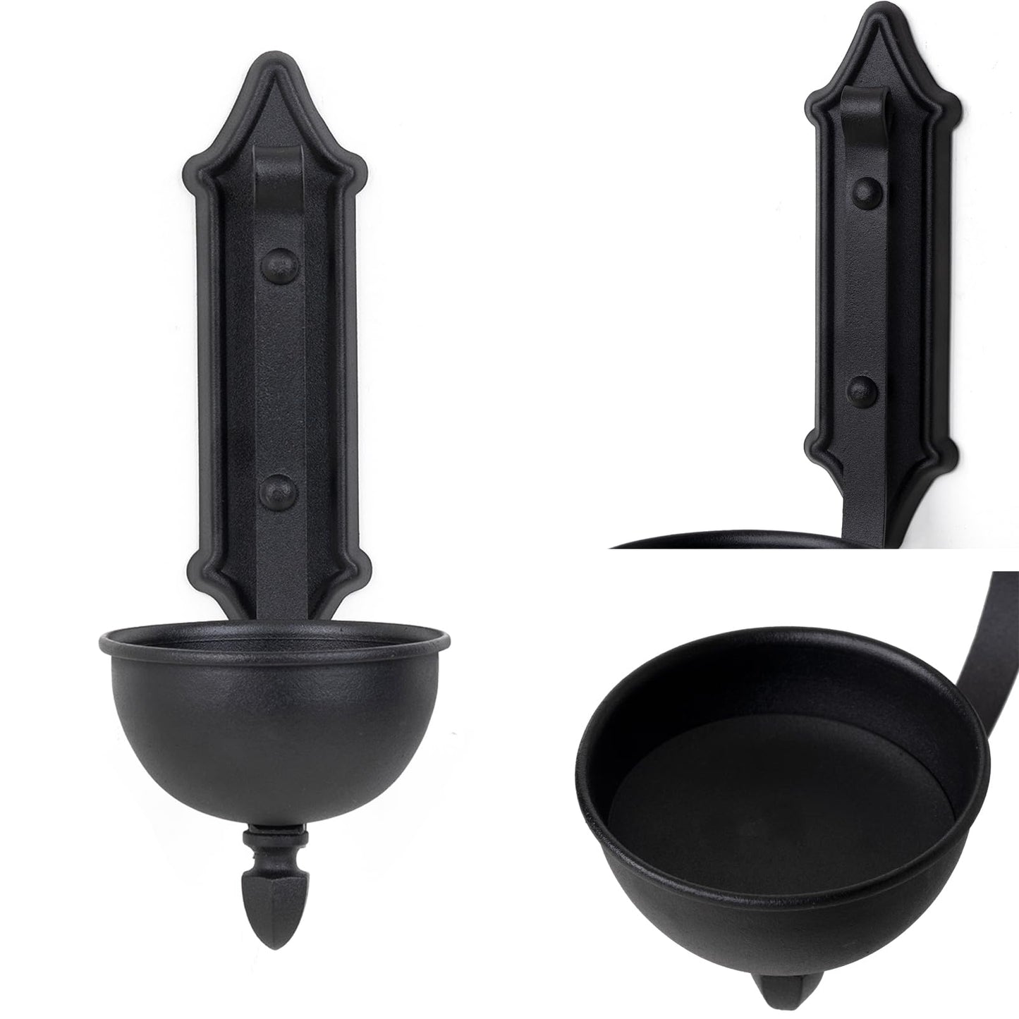 Aimto Wall Sconce Candle Holder Black Wall-Mount Metal Candle Holders Hanging Iron Wall Candle Sconce for Home,Living Room, Bathroom, Dining Room, Set of 2