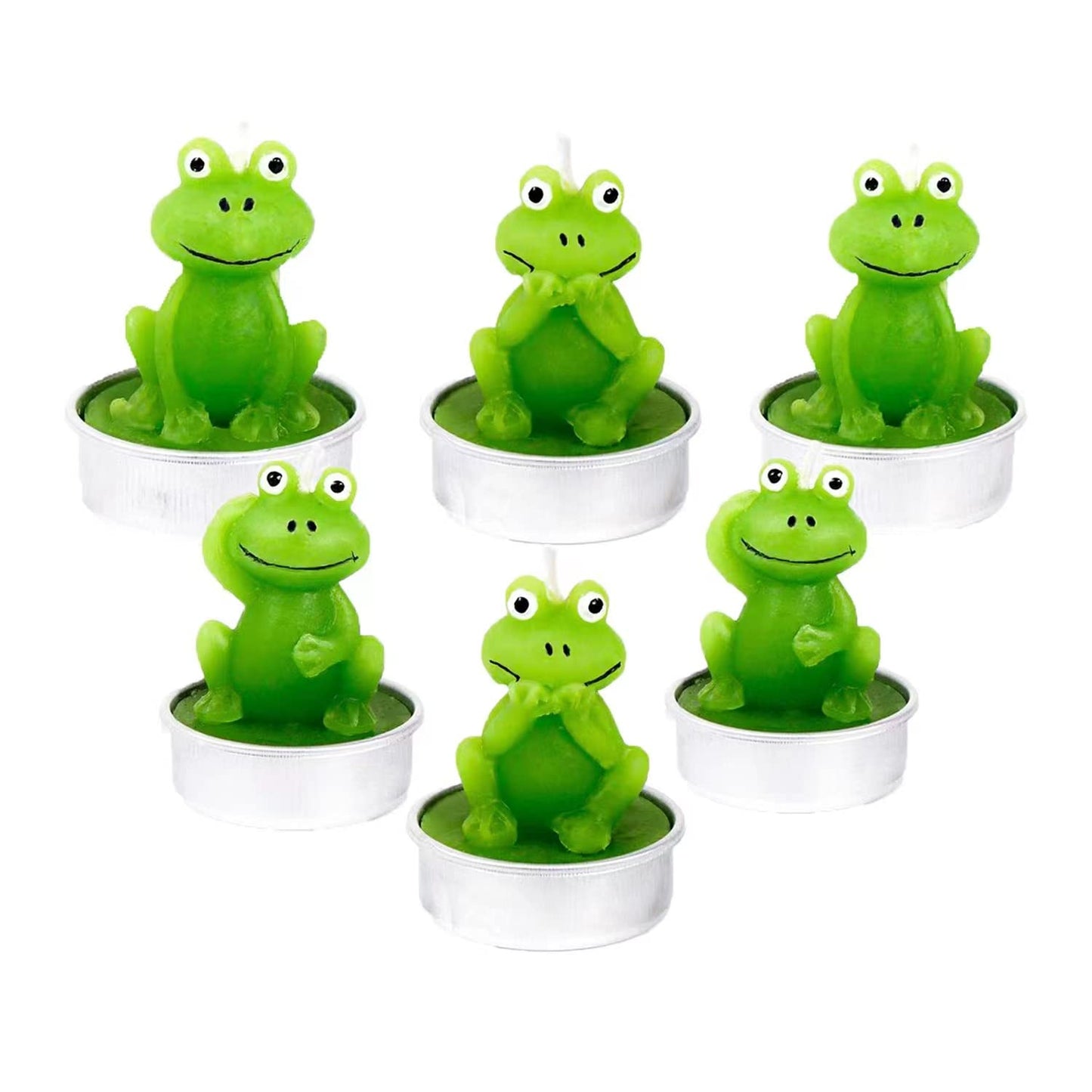 Frog Tealight Candles, Tea Lights Candles for Birthday Gifts,Cake Topper, Home Decor,Happy Frog Animals Candles for Gift, Baby Shower, Birthday Party, Festival Wedding, Valentine Romantic, 6 Pieces