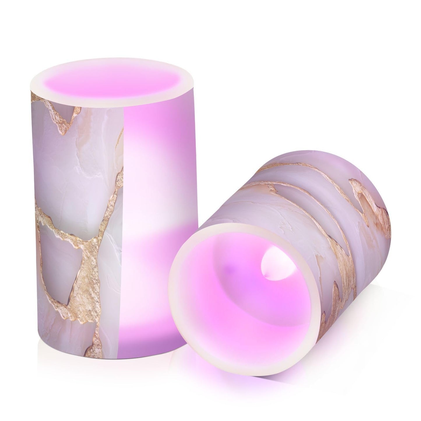Flameless Pillar Candle Battery Operated Flameless Candles Set for Home Decor Marble White White