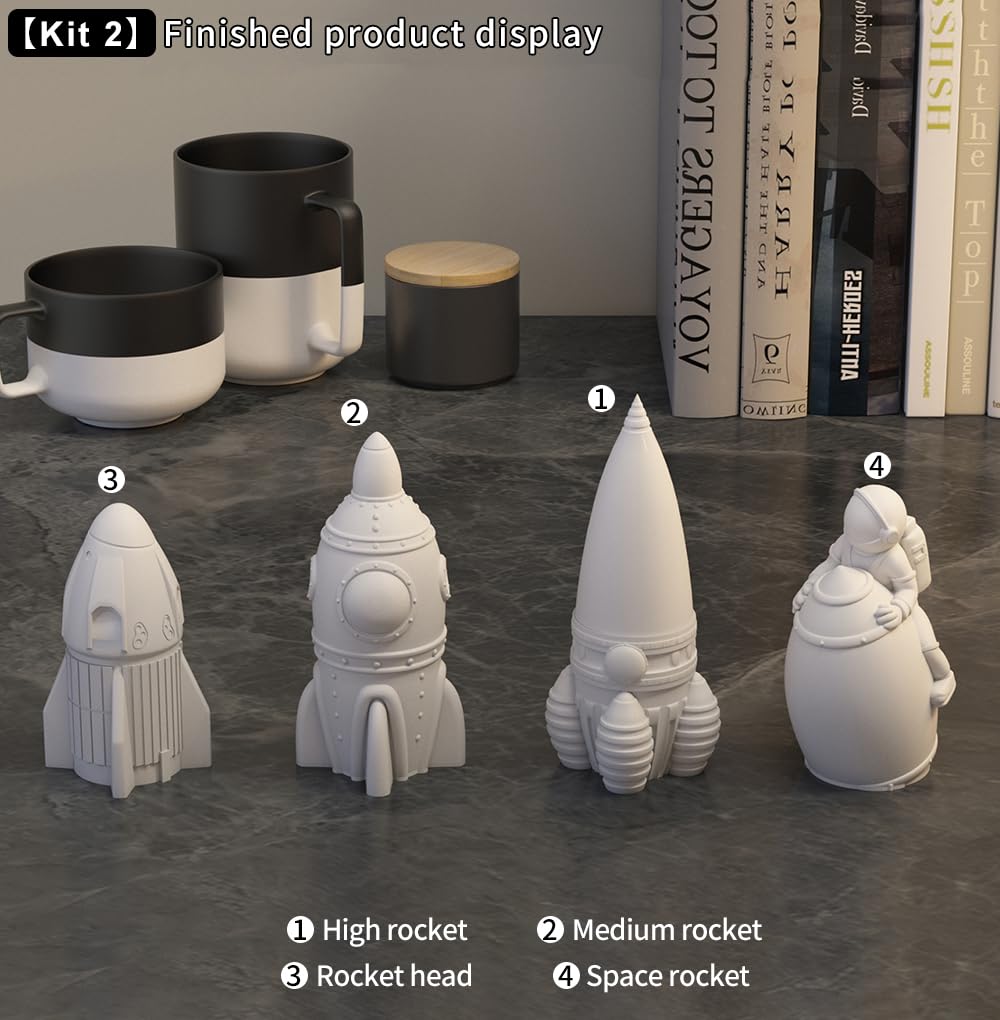 Space Planet Resin Molds Silicone，【12-piece Set】 Epoxy Resin Space Astronaut Silicone molds,3D Resin Spaceballs Molds, Small Rocket Silicone Model, Space Rabbit DIY Gift Sets for Teens (【Kit 5】)