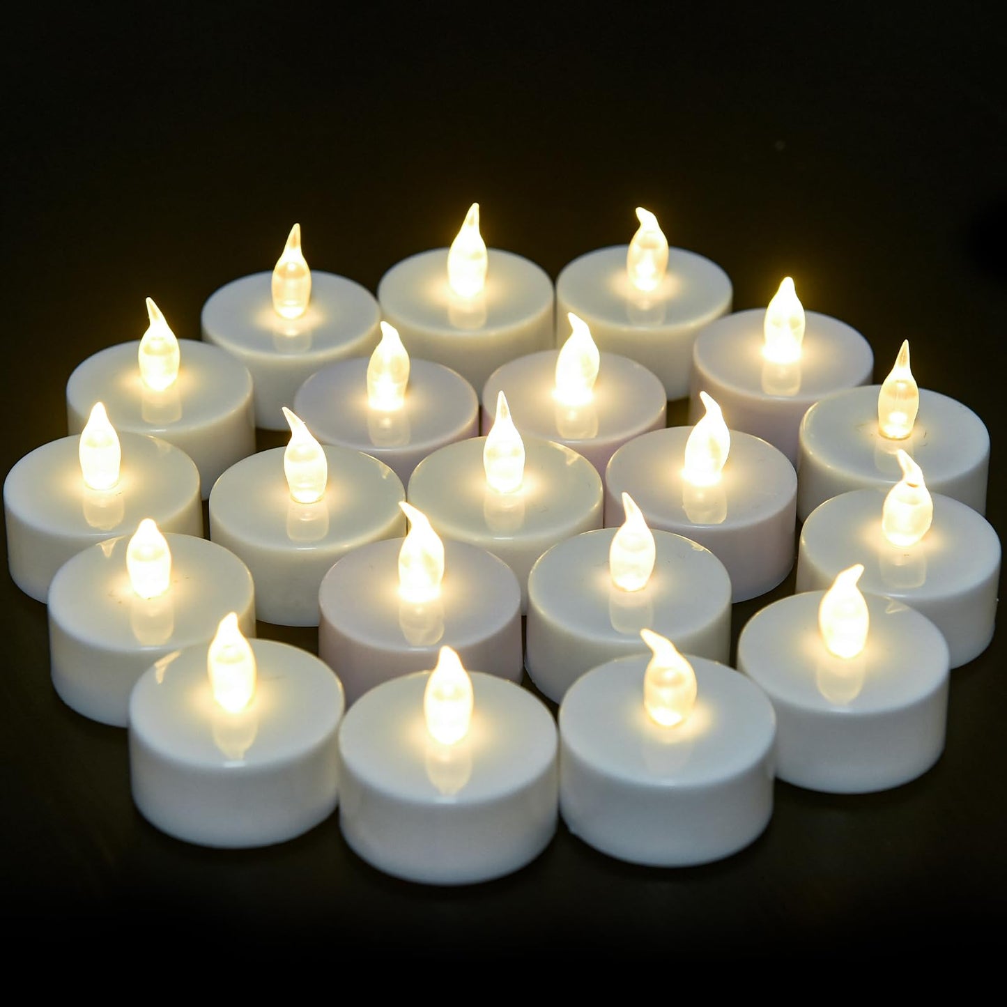 VETOUR Battery Operated Tea Lights Candles: 50 pcs Flameless Tea Light Realistic Flickering Led Tealights Candles with Warm White Light for Christmas Wedding Decorations