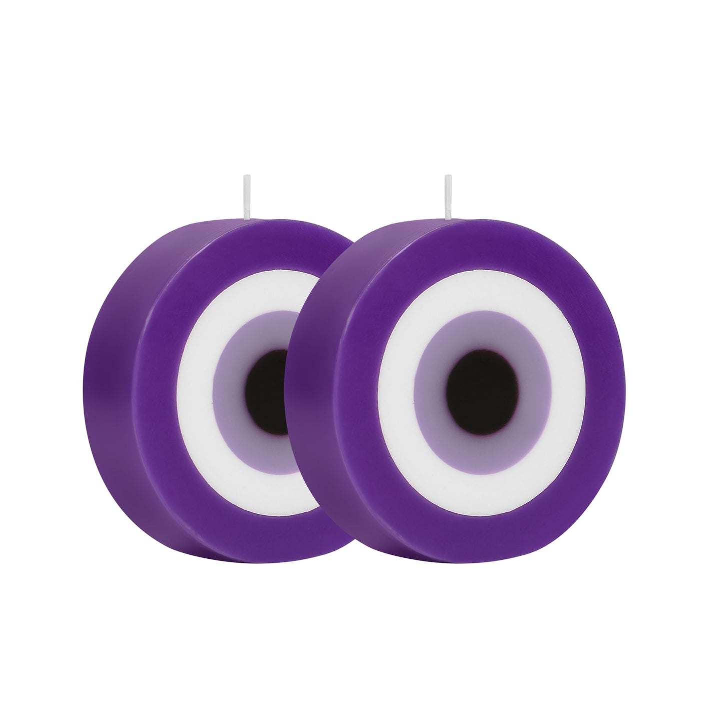PROSPERRO LUMO by Parkash Candles Blue Evil Eye Candle Gift Nazar Home Decor Handmade Candles Desk Sculpture Decoration for House || Bedroom || Living Room || Set of 2 (Evil Eye - Round Purple)