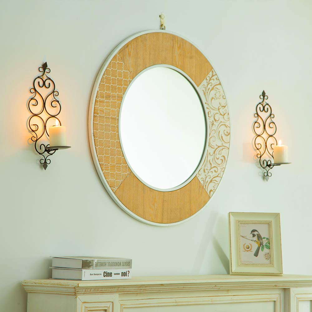 Sziqiqi Iron Wall Candle Sconce Holder Set of 2 Hanging Wall Mounted Pillar Candle Sconces Holder, Wall Sconces Decor for Bedroom Dining Room (Black)