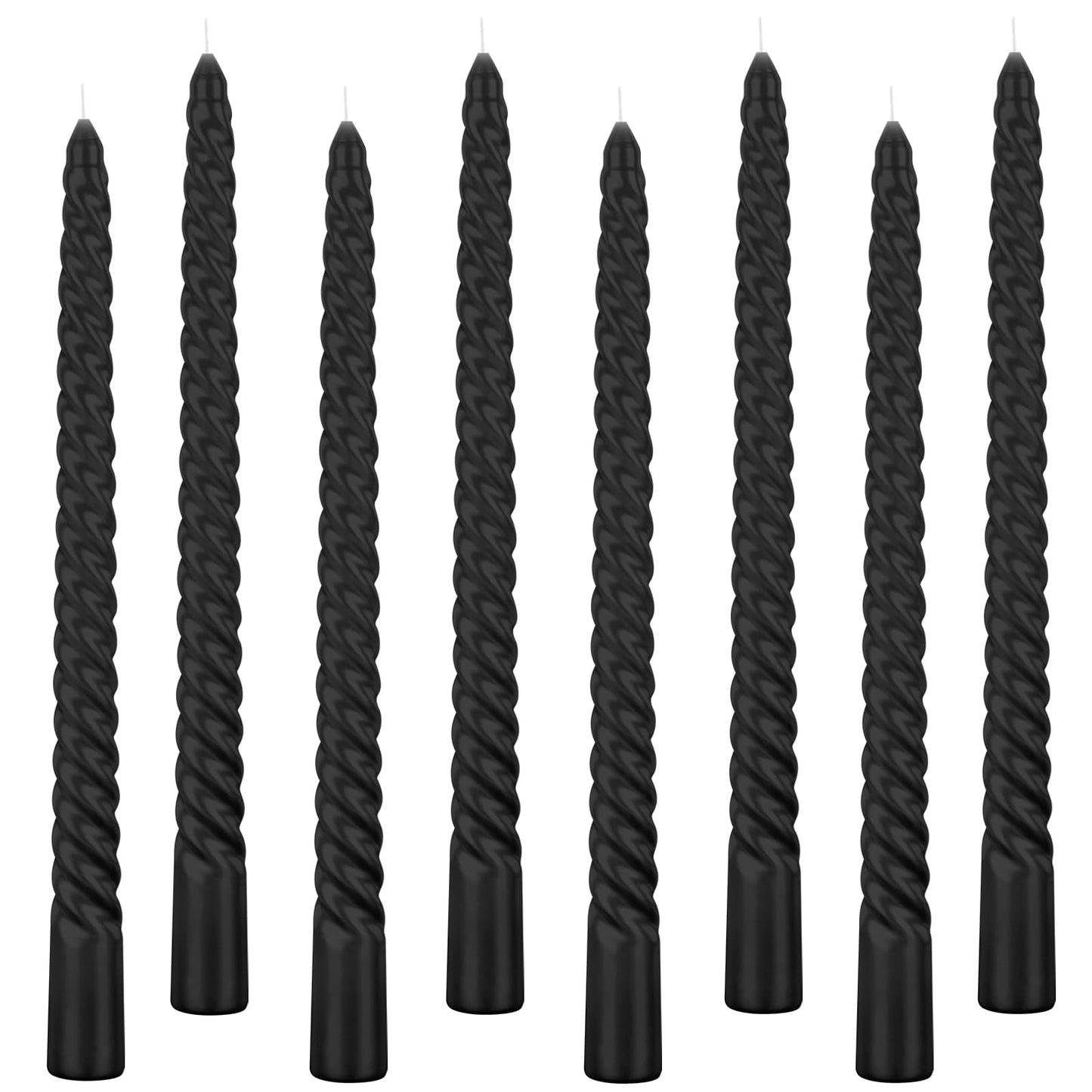 Kemladio 4 pcs 10 inch Taper Candles,Burning Unscented Tapered 7.5 hrs,Fancy Dinner,Tall Candle Sticks, Halloween Party Decorations(4pcs, Black)