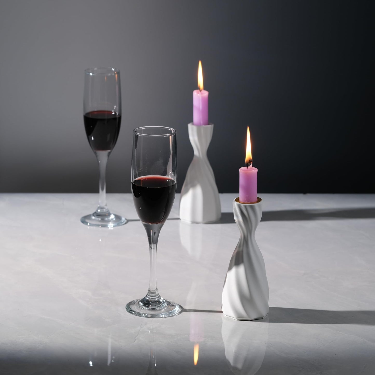 ICNBUYS Twizzle Twist Candle Holder, Decorative Candle Holder for Table Display, Romantic Decoration, Unique Home DÉCOR Aesthetic, Housewarming Gift, Sculpture Candle Stand Set of 2 Cement