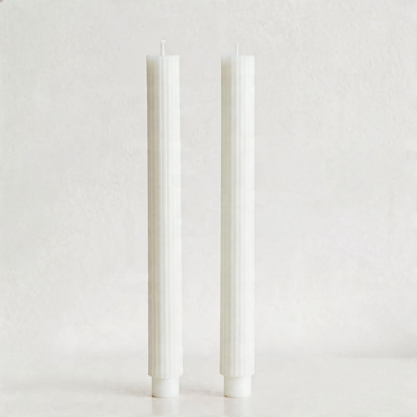 PAMELIFE 2 Pack | 10" Gold Premium Unscented Ribbed Wick Taper Candles, Tall Ribbon Wax Dinner Unscented Modern Home Décor Soy Wax Handmade 12 Hours candlesticks (White)