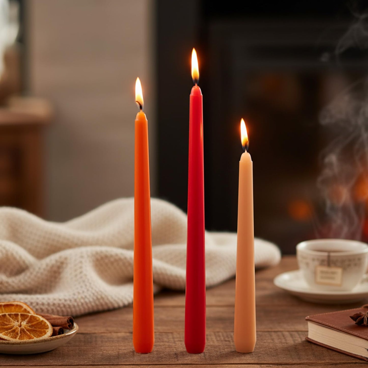 MTLEE Taper Candles 8/10/12 Multi Height Unscented Taper Candles 8 Burn Hours for Dinner Decorative Home Decoration Fall Thanksgiving Wedding Party Candlesticks(Gradient Orange,36)