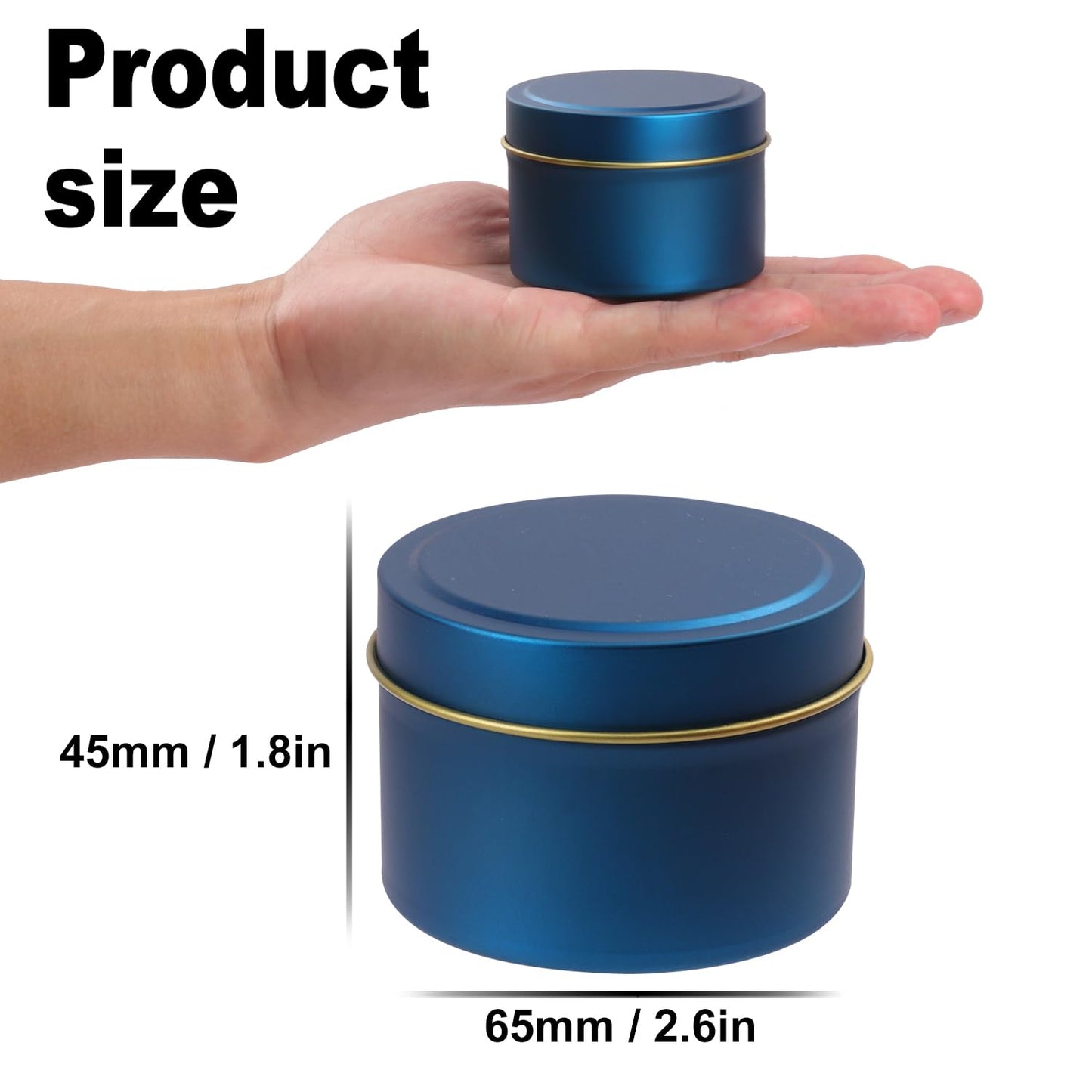Biugaaufai 48 Pack Blue Metal Candle Tins with Lids, 4 oz Round Bulk Tin Can for DIY Candle Making and Storage