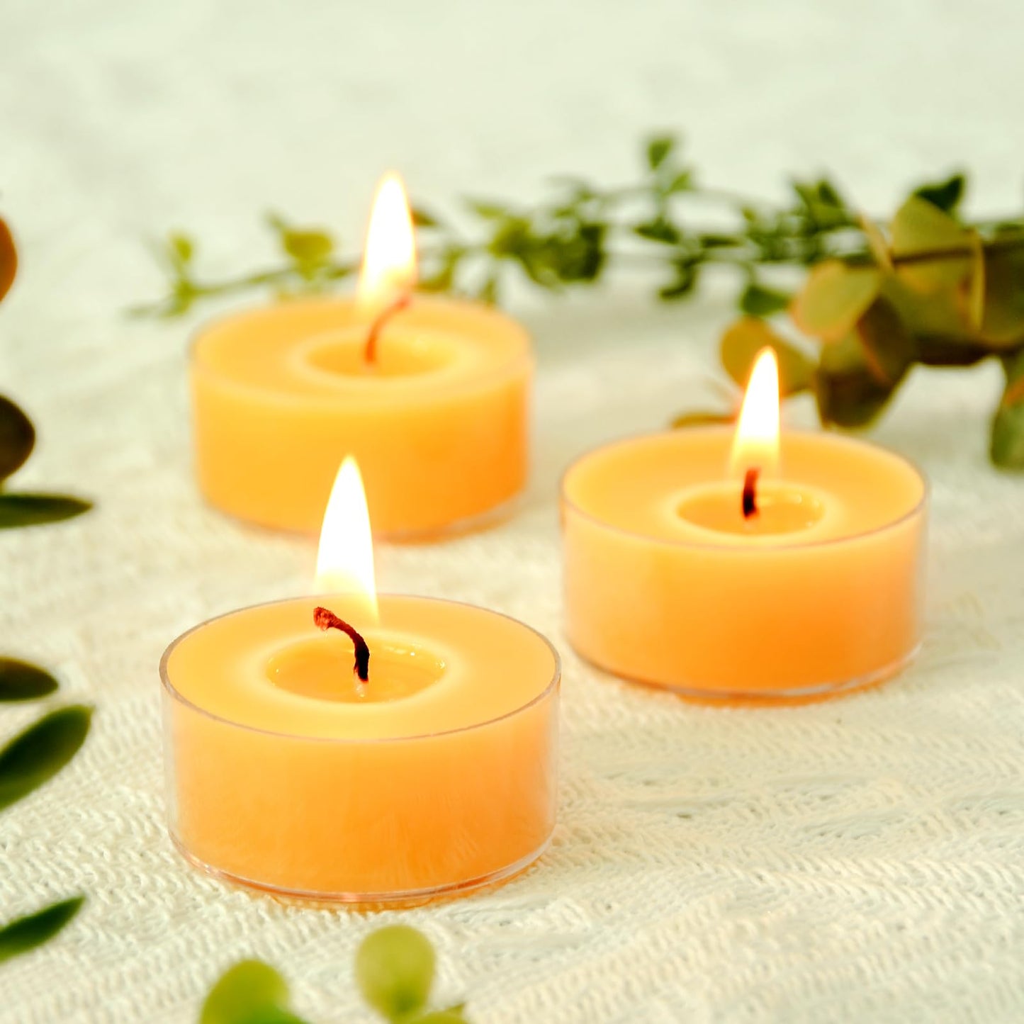24-Pack Beeswax Tealight Candles, 4 Hours Long Burning Time, Unscented Smokeless Natural Beeswax Tea Light Candle, Relax Prayer Celebration Party