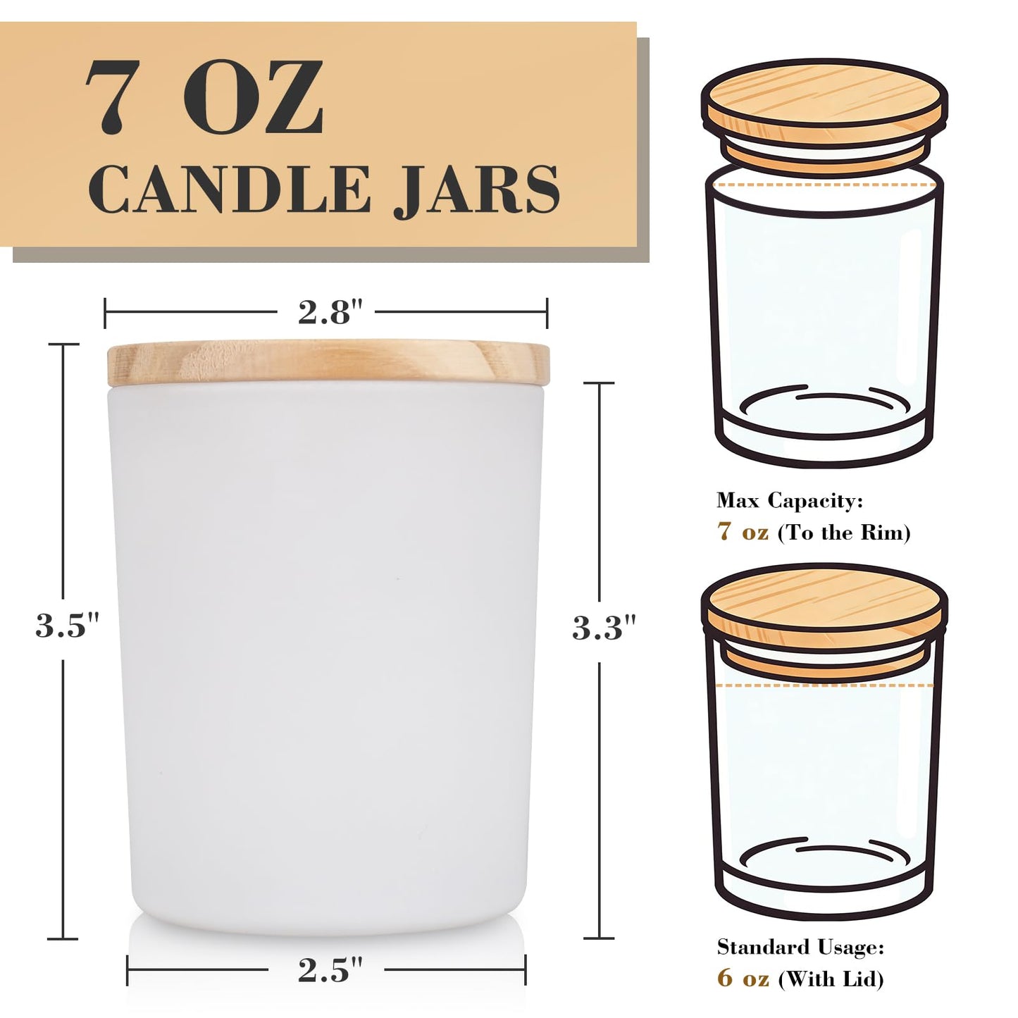 COYACOOL 12PCS Candle Jars for Making Candles, 7 oz Thick Empty Glass Candle Making Jars with Bamboo Lids, in Bulk, Matte White