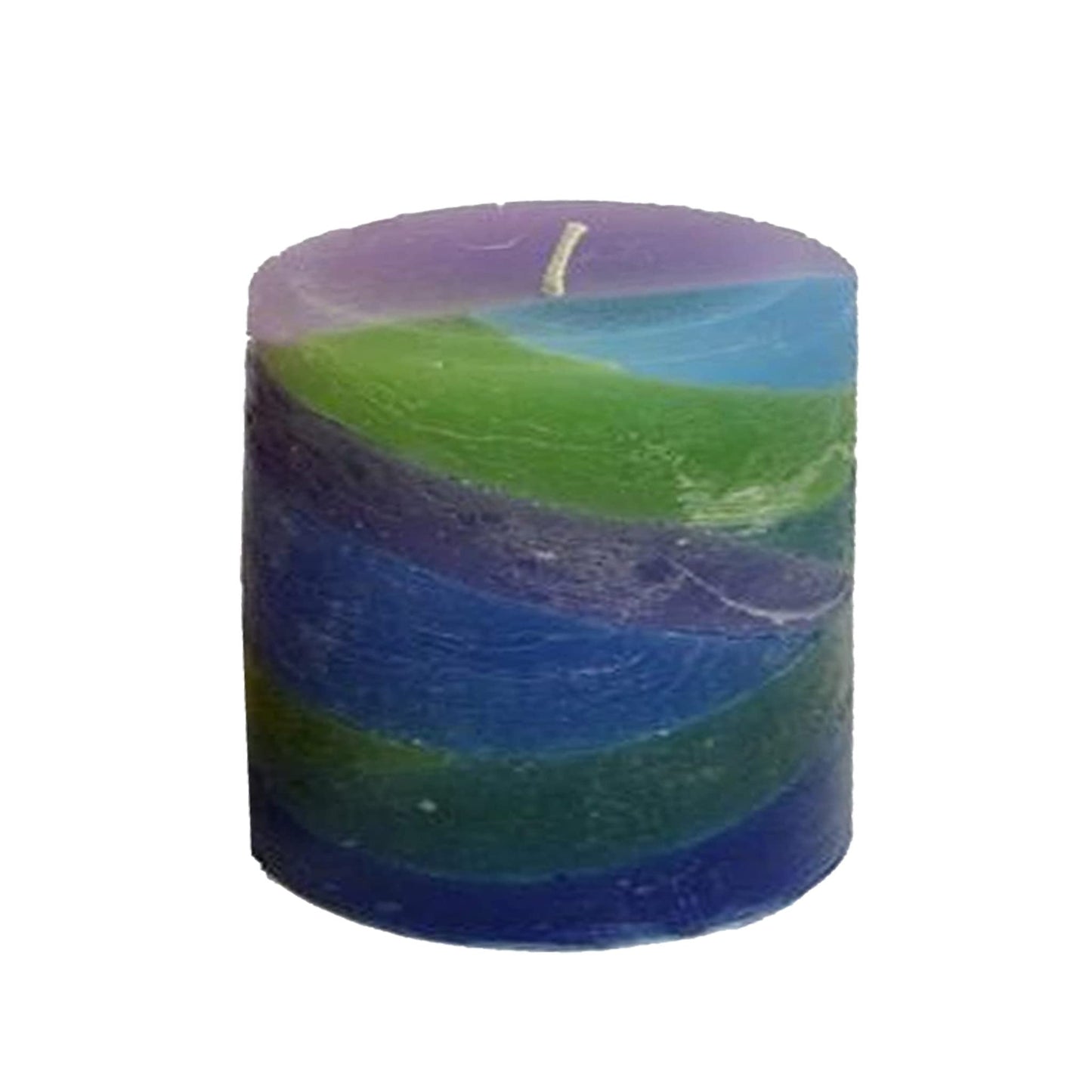 Candlestock Handmade Unscented Layer Pillar Candles (4x4, Sea Glass)