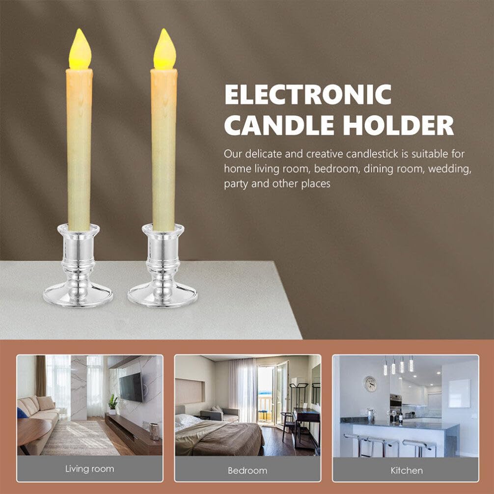 Zerodeko 12 Pack Plastic Decorative Candle Stands Taper Candle Base Holder Set for Tabletop Wedding