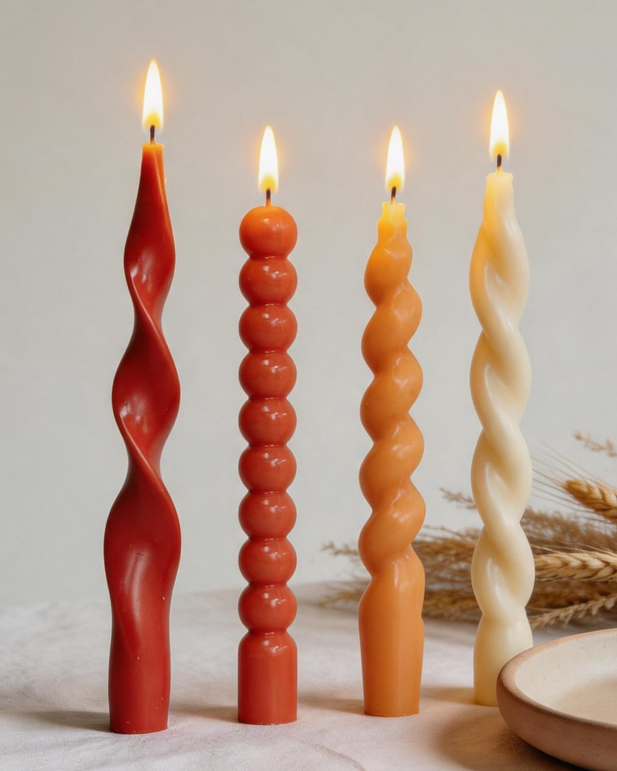 Orange Spiral Taper Candles Short Candle Sticks Unscented Smokeless Twisted Candlesticks for Dinner Party Holiday Fall Halloween and Harvest-7.5inch-12pack