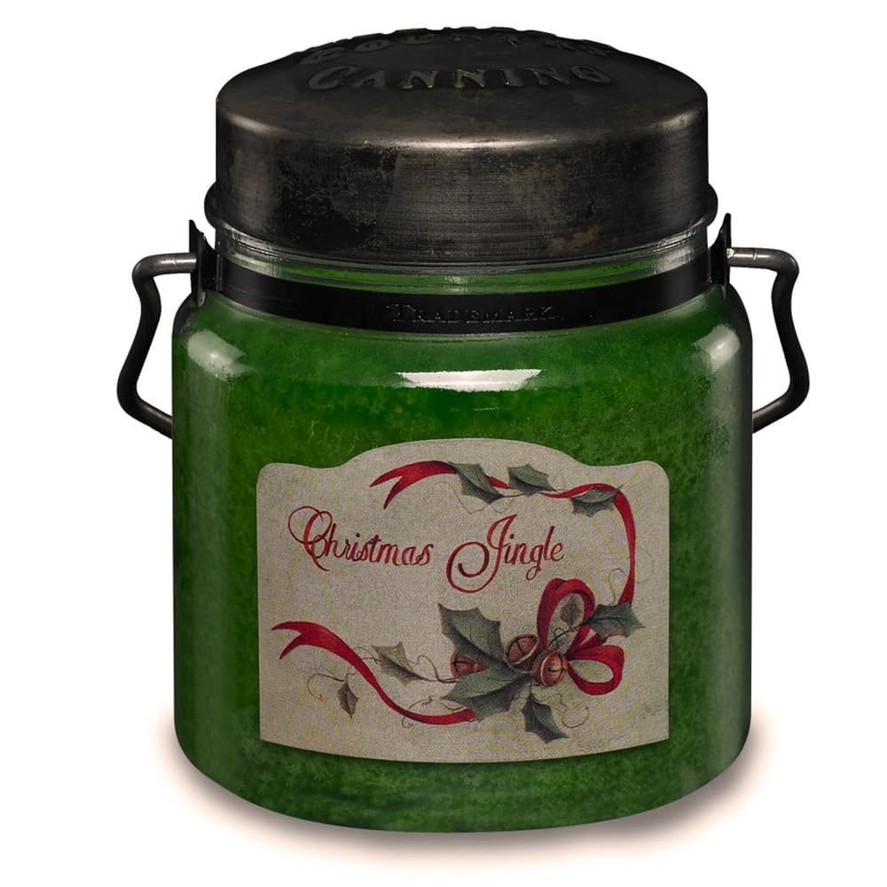 McCall’s Candles | Christmas Jingle | 16 oz Scented Candle | USA-Poured | Vintage Rustic Jar with Carrying Handle | Holiday Cinnamon, Apple & Orange Spice Fragrance