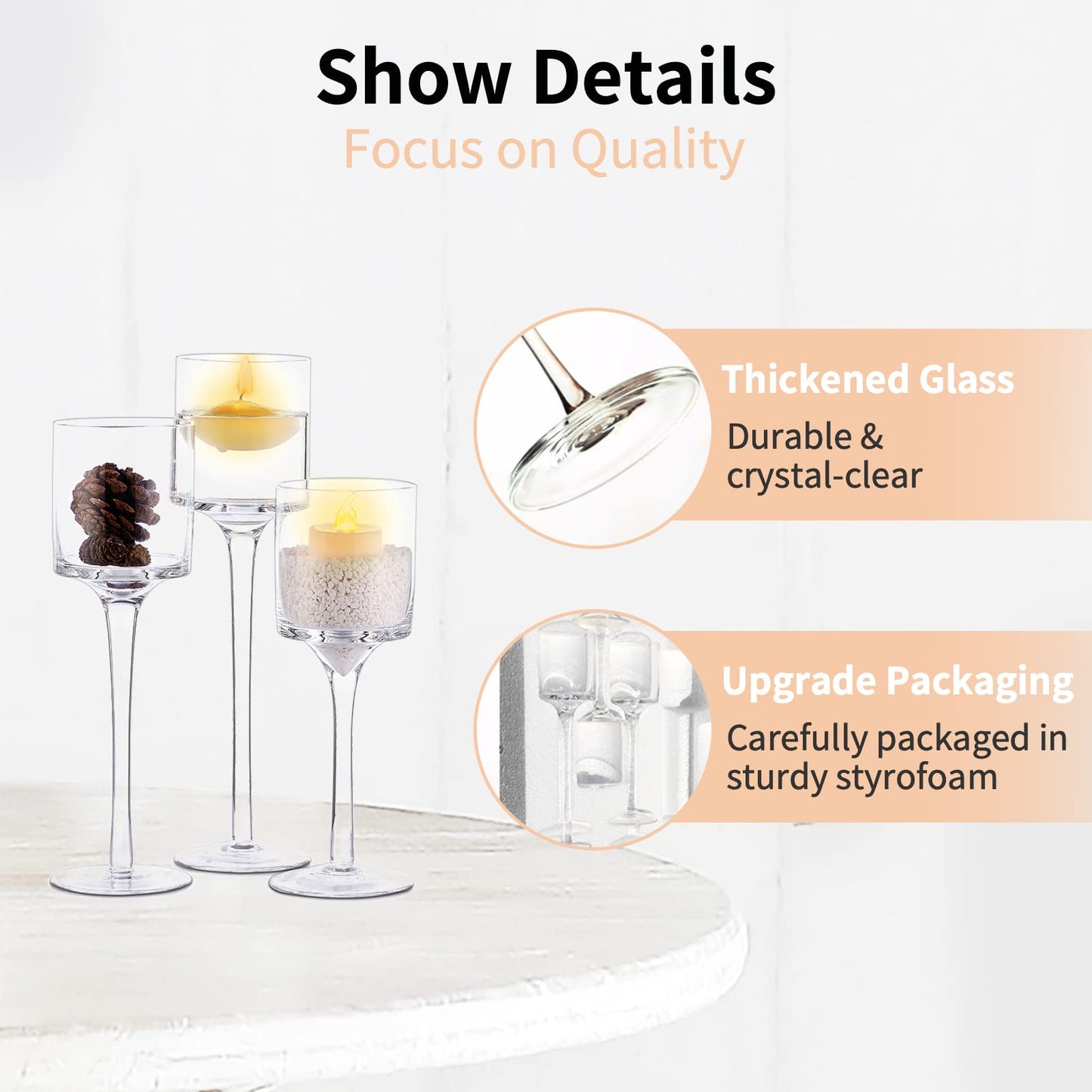 NUPTIO Tealight Candle Holders Bulk: Set of 30 Long Stemmed Candle Stands for Table Centerpiece Decor - Monet Candleholders for Floating Candles