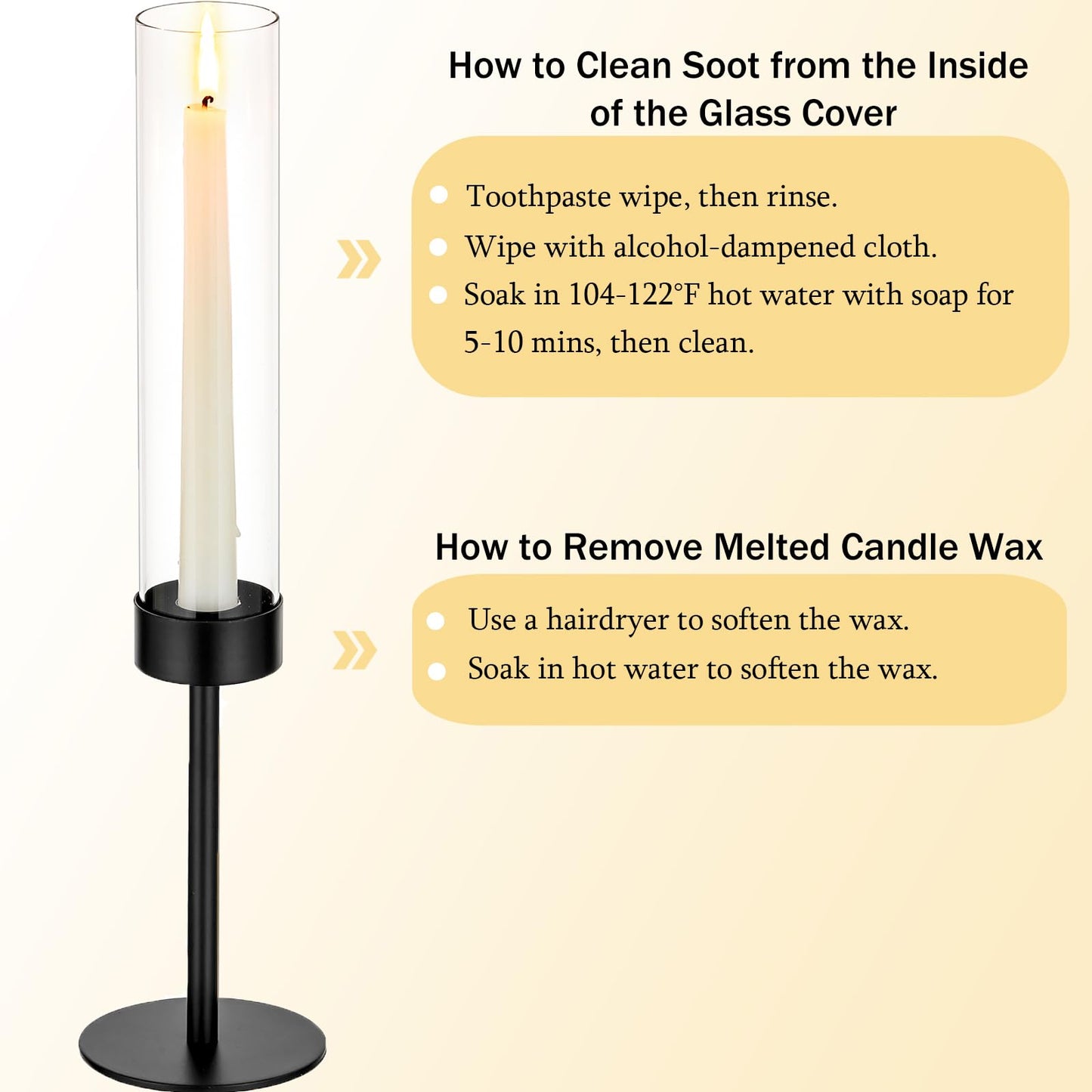 Romadedi Black Candlestick Holders Hurricane - Metal Taper Candle Holder Bulk Tall Windproof Glass Cylinder for Indoor Outdoor Table Centerpiece Christmas Halloween Modern Home Decor Set of 6