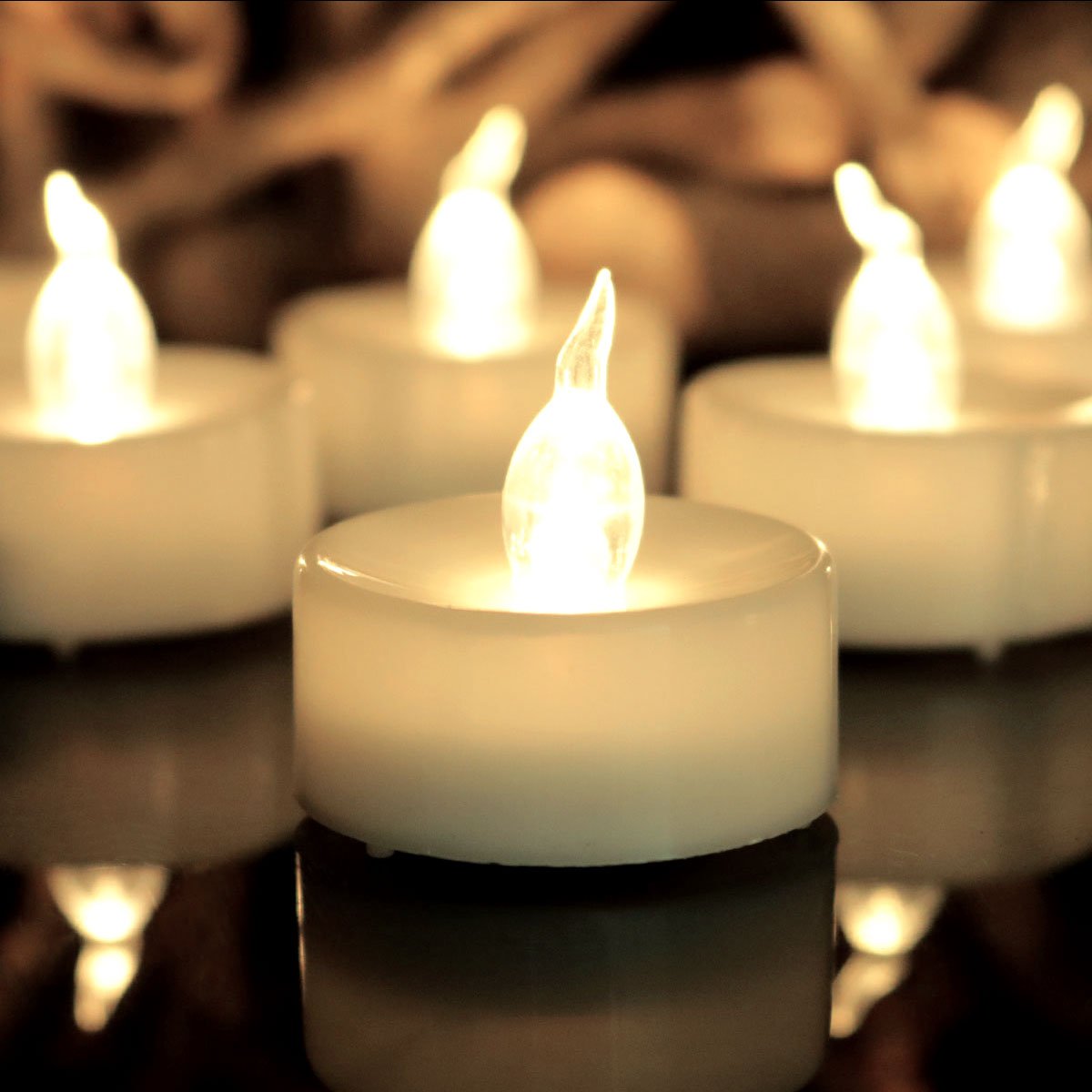 Cozeyat 12pcs Led Tea Lights with Timer Function(6Hrs On 18Hrs Off) Mini Flameless Candles Warm White Flickering Battery Operated Tealights for Christmas Wedding Halloween Party Home Decoration