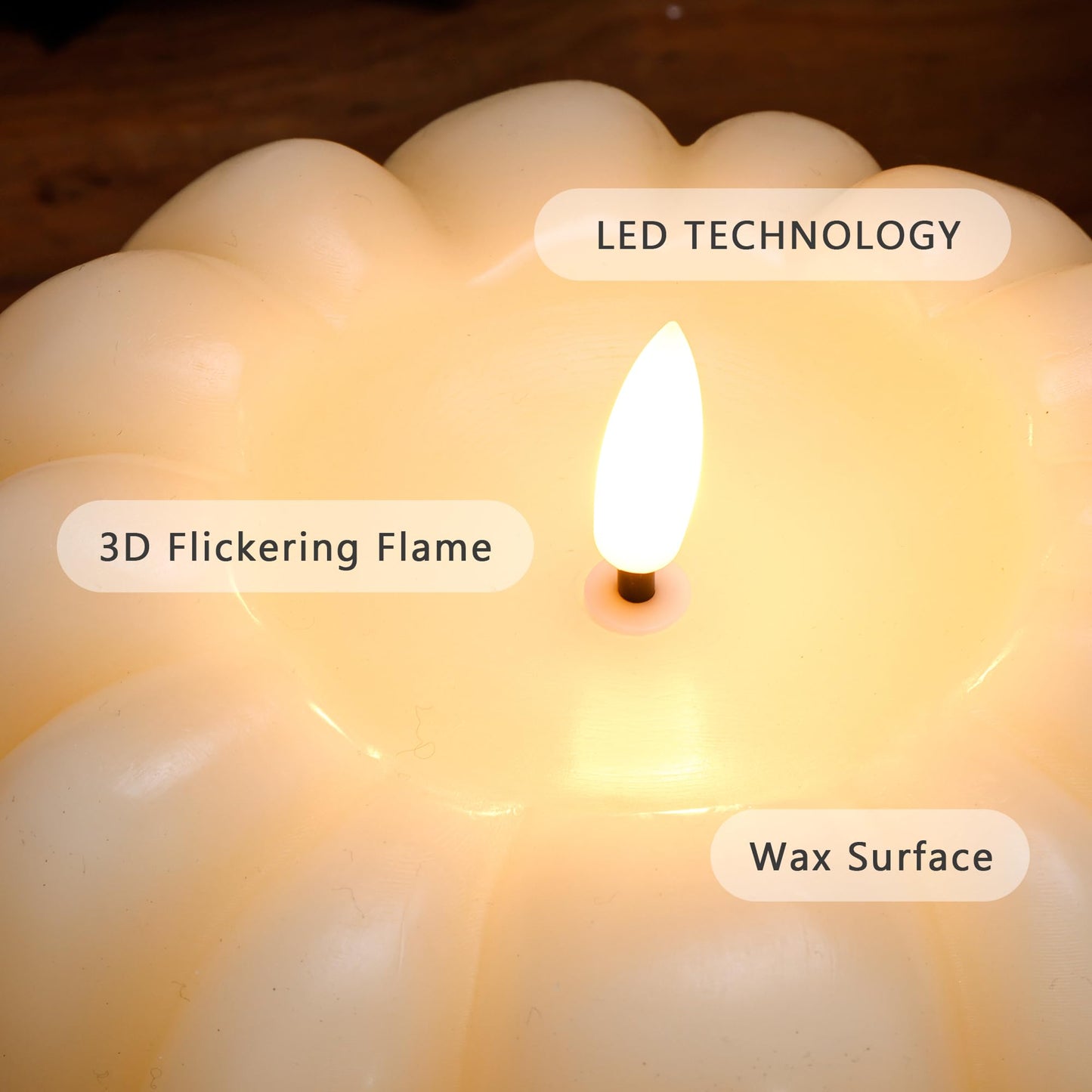 JOIONE Fall Flameless Led Pumpkin Candles with Remote, Real Wax Pumpkin Shaped Battery Operated Flickering Candles with Timer for Thanksgiving Decor, Fall Harvest Decor, Halloween Decorations, Ivory