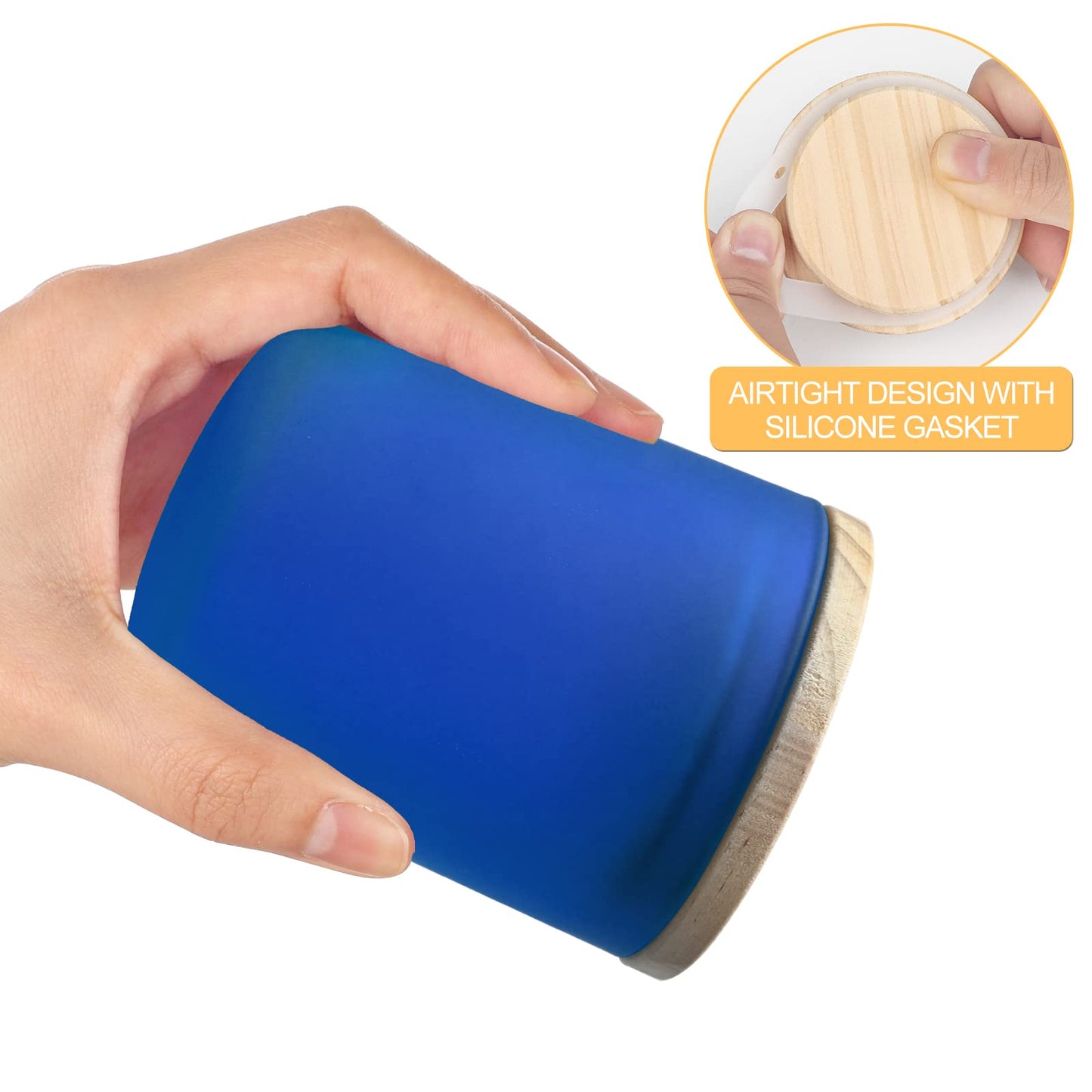 SHOWIN 10 OZ Thick Candle Jars for Making Candles 15 Pcs, Empty Jars with Wood Lids for Candle Making, Sample Container, Frosted Blue