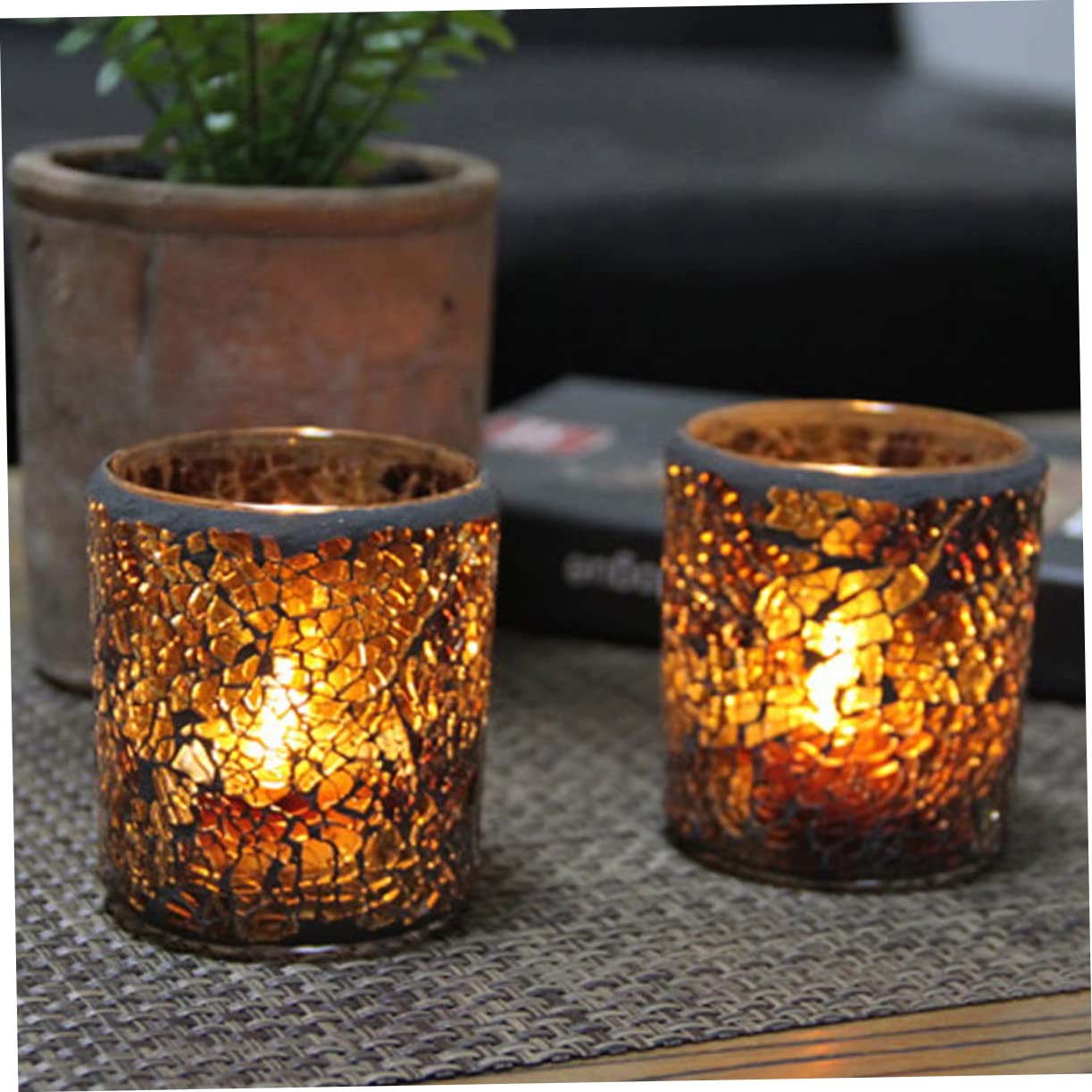 OSALADI European Style Glass Candlestick Set of 2 Stylish Candle Holders for Home and Party Desktop Decor 2.95X2.95X3.34In Flameless Candle Holder Alternative