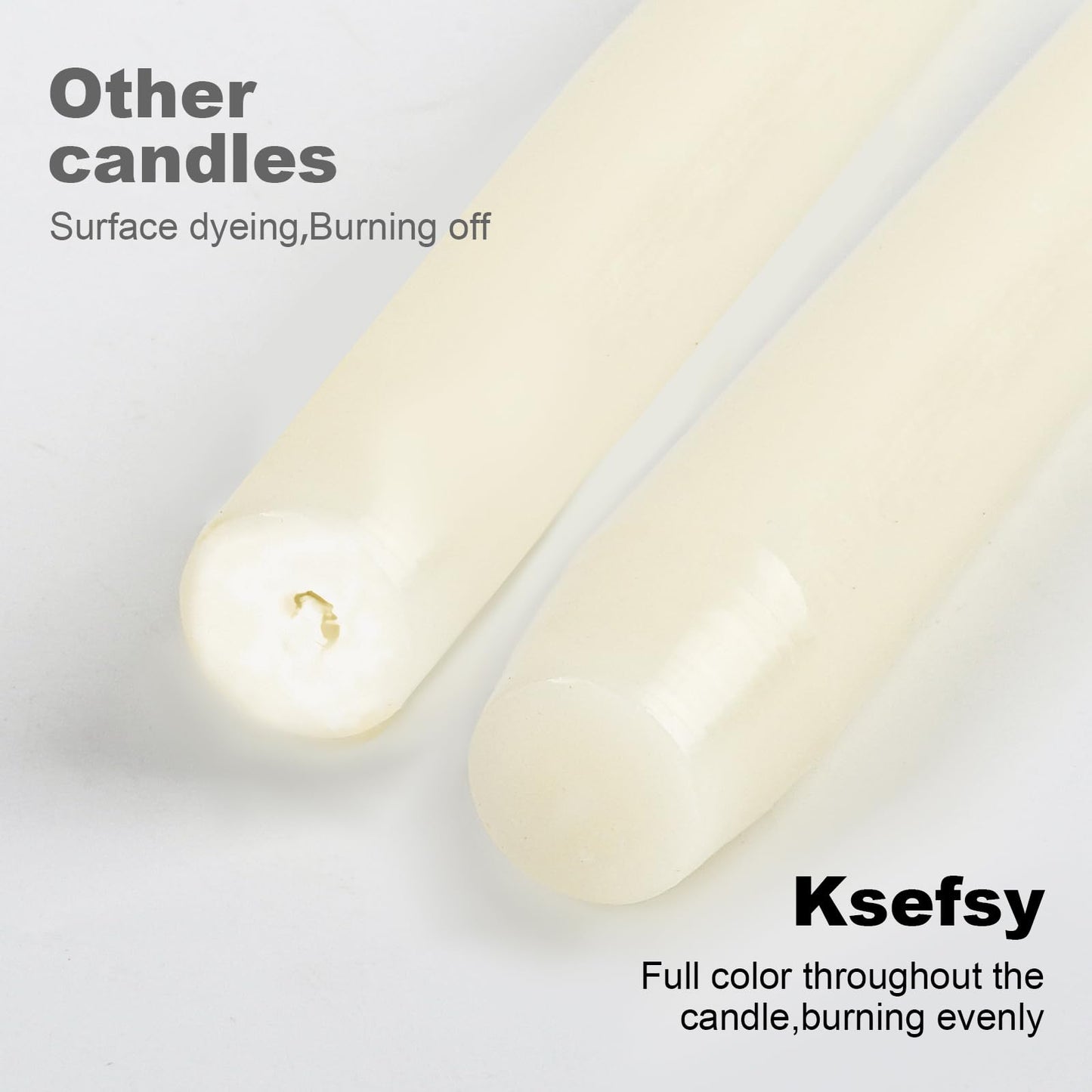 Dripless Unscented Taper Candles, 10 Inch Ivory 6-Pack – 8 Hour Long Burn by Ksefey, Perfect for Wedding Decor, Dinner Parties & Cozy Evenings