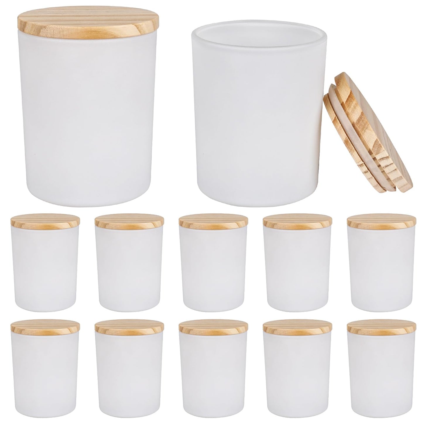 COYACOOL 12PCS Candle Jars for Making Candles, 7 oz Thick Empty Glass Candle Making Jars with Bamboo Lids, in Bulk, Matte White
