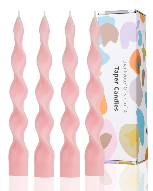 LPUSA 9.8" Pink Tall Taper Candle Sticks Dripless Taper Candle Handmade from Vegan Soy Wax for Holiday Wedding Party Home Dinner Decoration Party and Any Occasion,Set of 4(Pink)